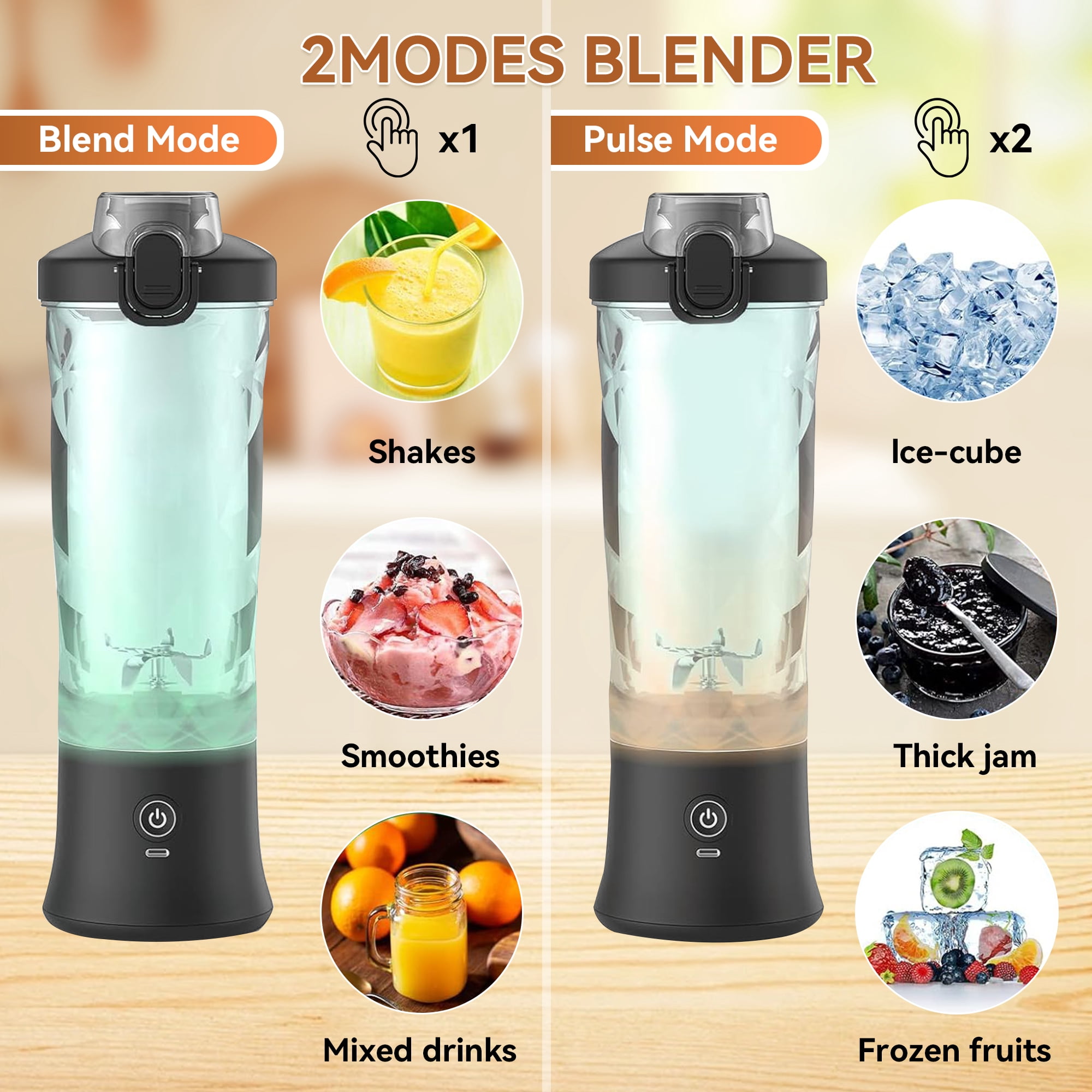 ORFELD Personal Portable Blender for Shakes and Smoothies, Rechargeable Cordless Smoothie Maker (20 oz) 53z78