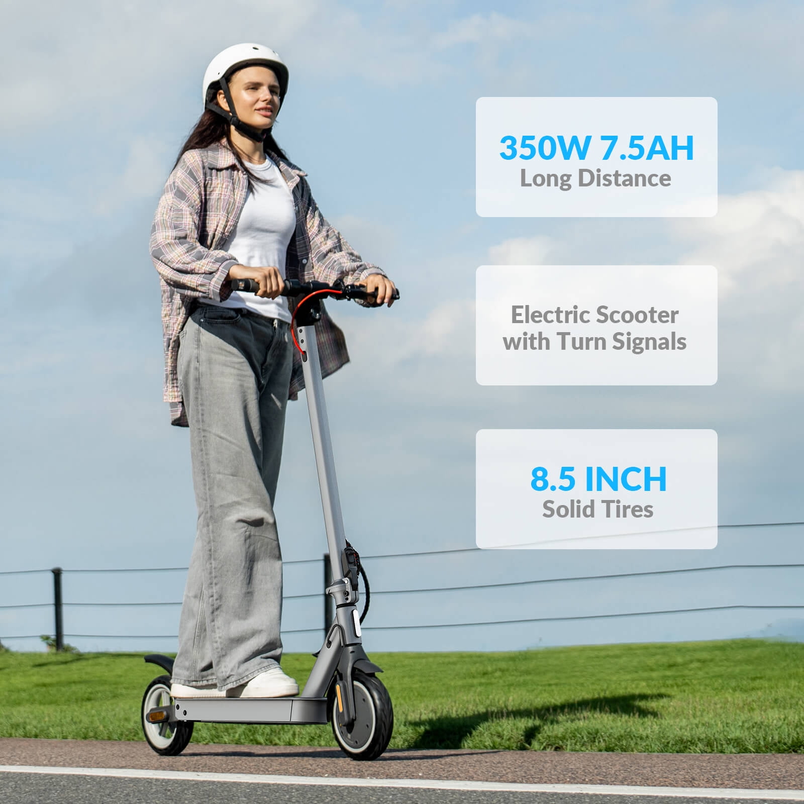 5TH WHEEL W09S Electric Scooter, 350W Folding Commuting E-Scooter with Turn Signals, APP Control, 18mph Max Speed (Grey, 29 lb) pwjkc