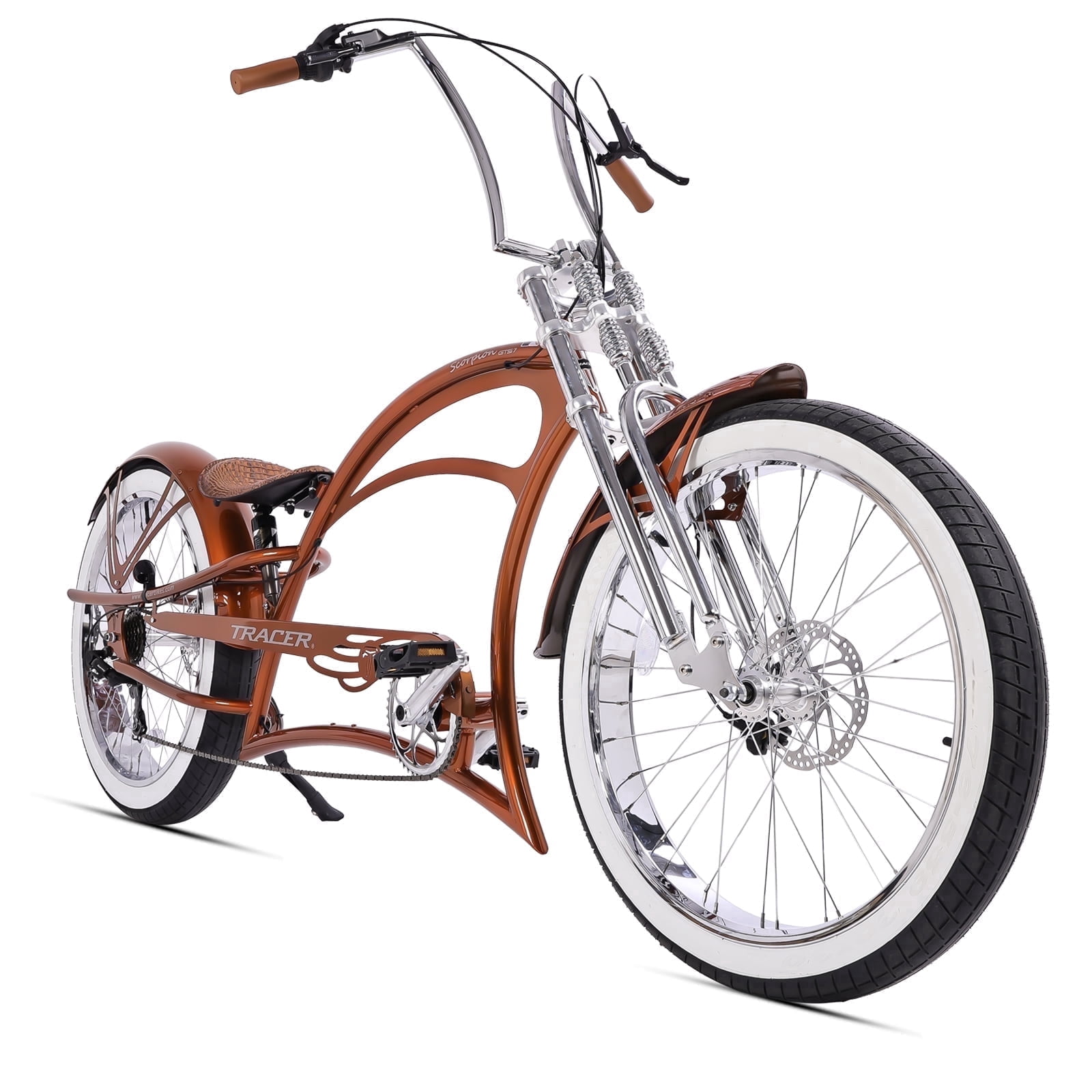 Tracer Bikes Scorpion GTS 26 in Stretch Beach Cruiser Bike (7-Speed, Suspension Fork, Disc Brake, Black) ewj6b
