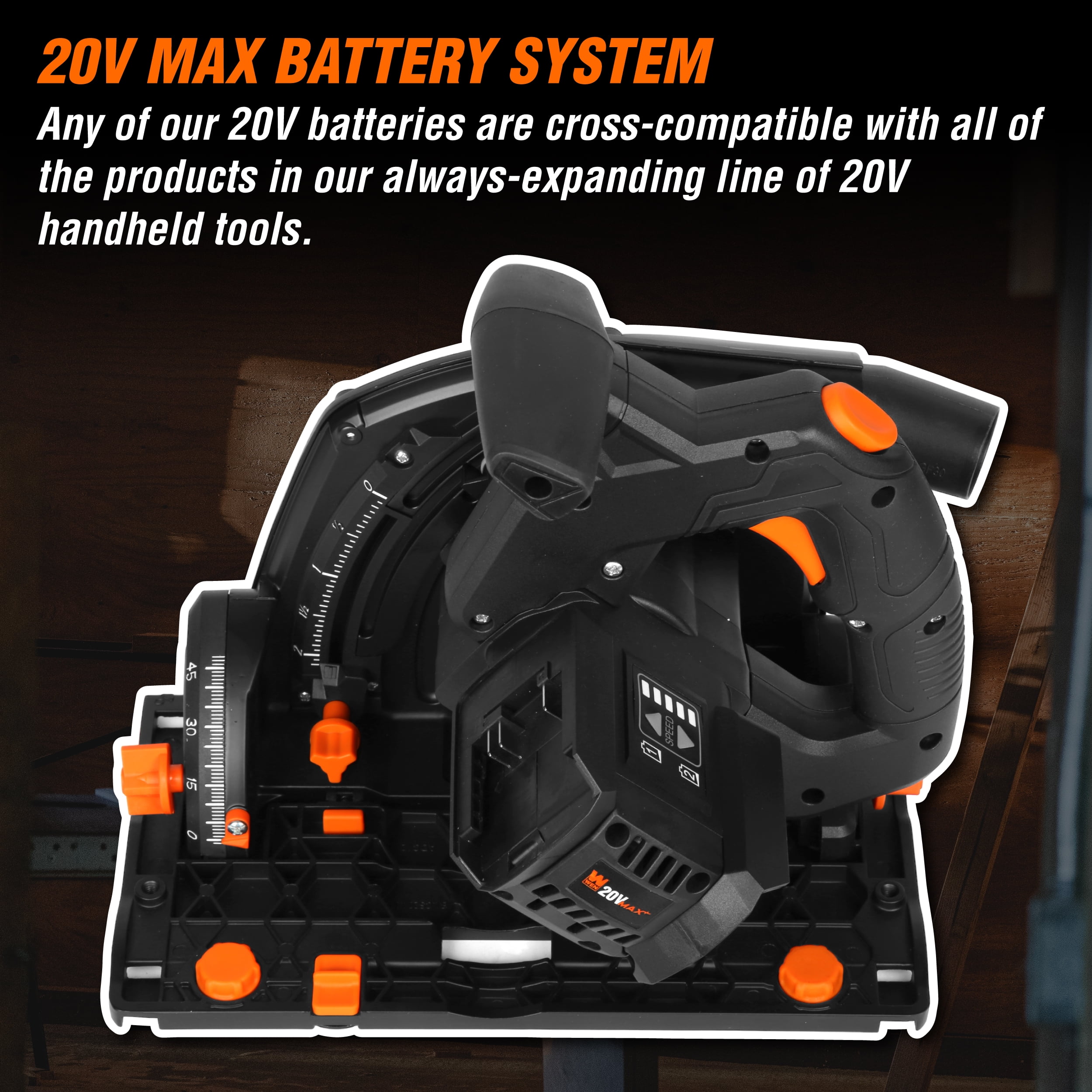 WEN 20V Max 6.5-Inch Cordless Brushless Plunge Cut Track Saw (Variable Speed, Tool Only) qrm2k