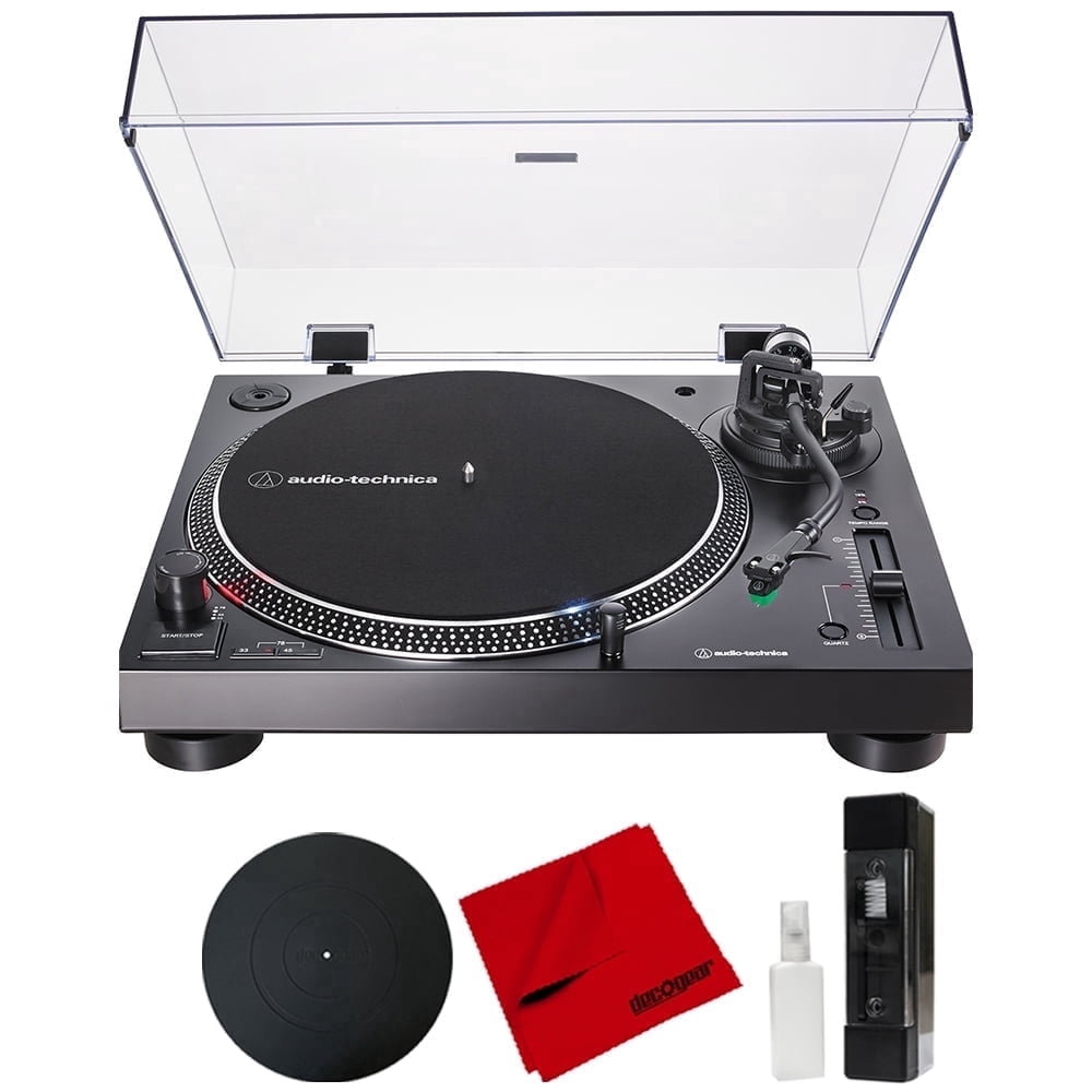 Audio-Technica AT-LP120XUSB-BK Direct-Drive Turntable System with Vinyl Cleaning Kit (Black, 12 in) 9szt5