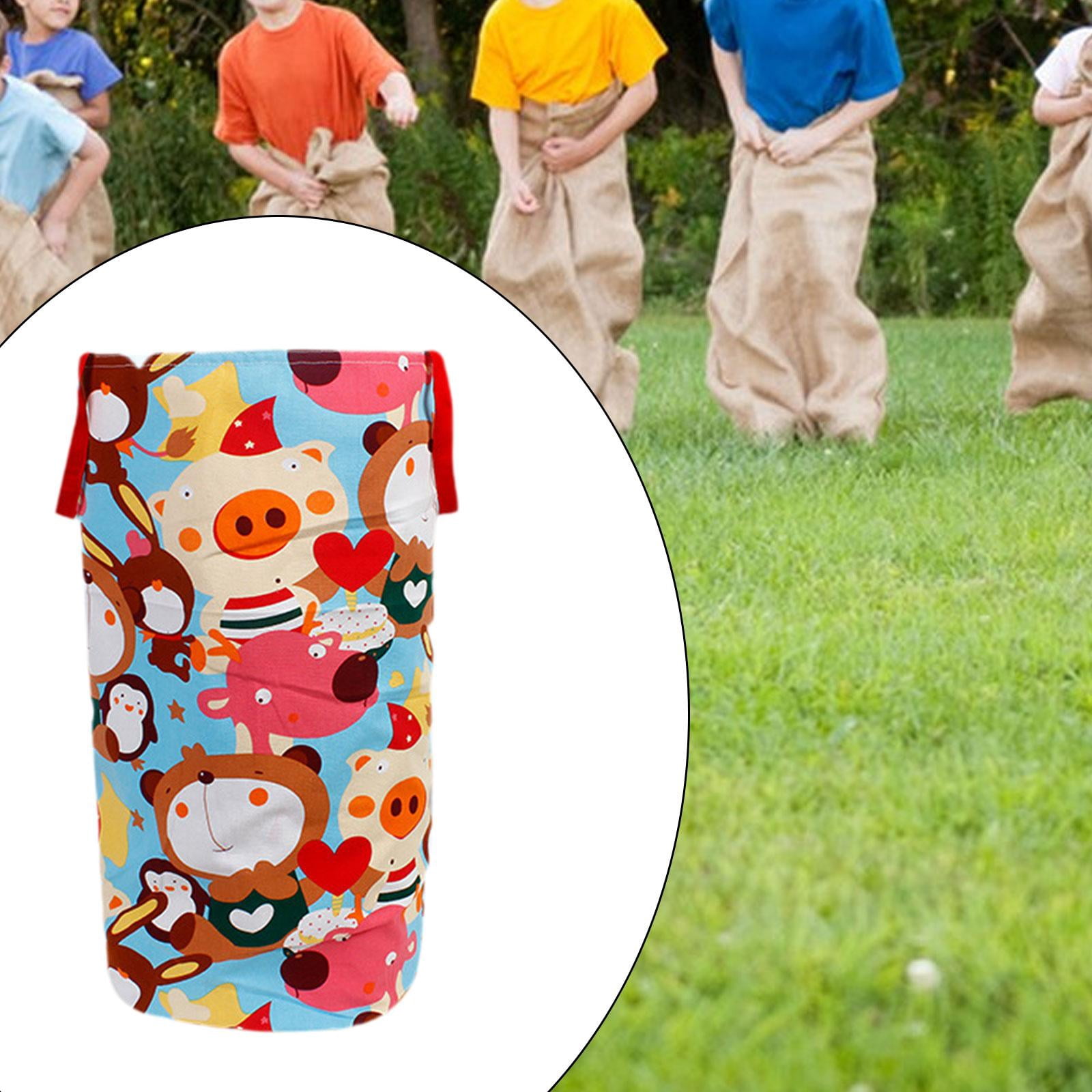 GUOOL Potato Sack Race Bag Durable Canvas Jumping Sack for Kids and Adults Outdoor Party Games (Pig, 19.69 in x 19.69 in x 27.56 in) 049qo