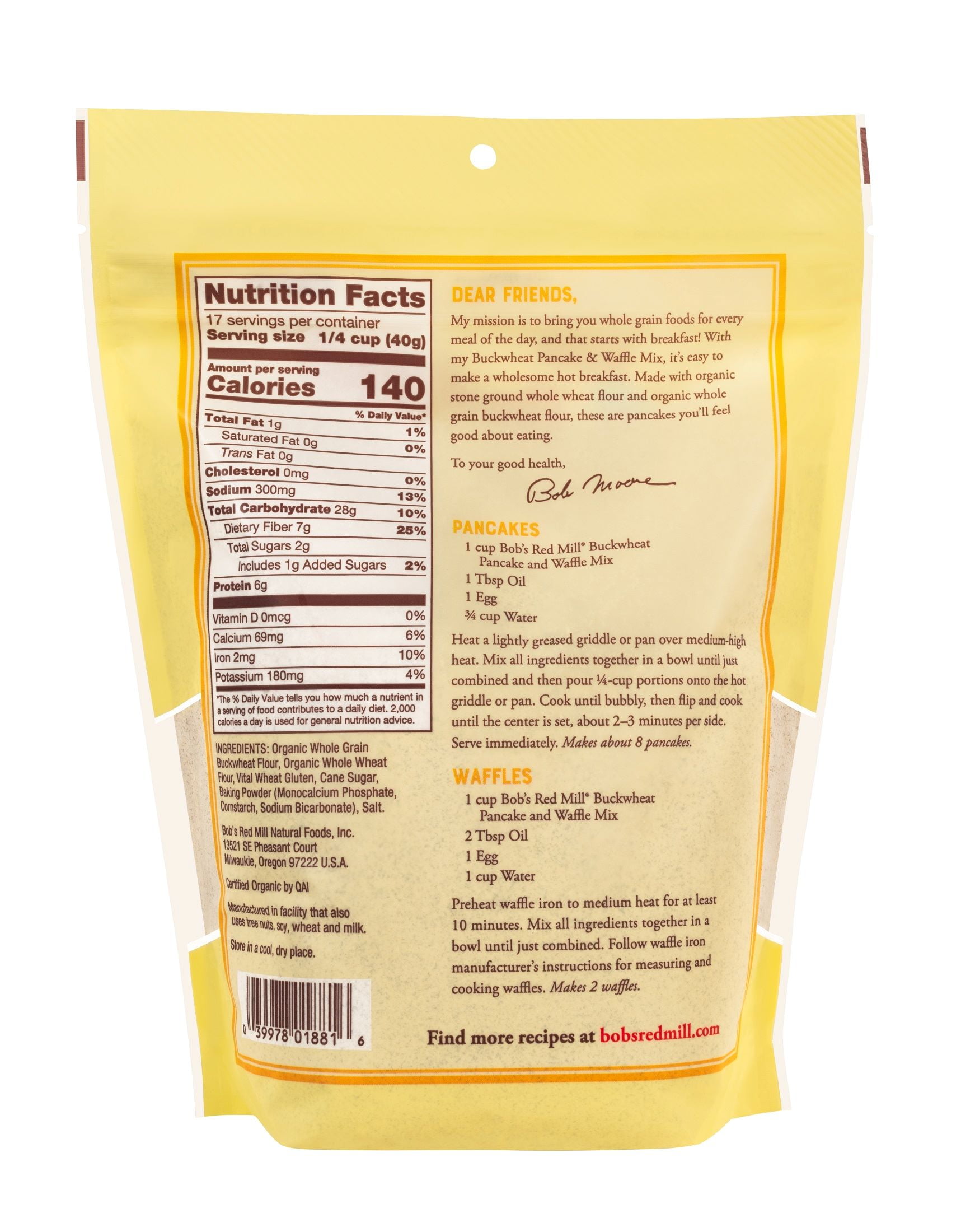 Bob's Red Mill Buckwheat Pancake & Waffle Mix (Whole Grain, 24 oz) 7b8ss