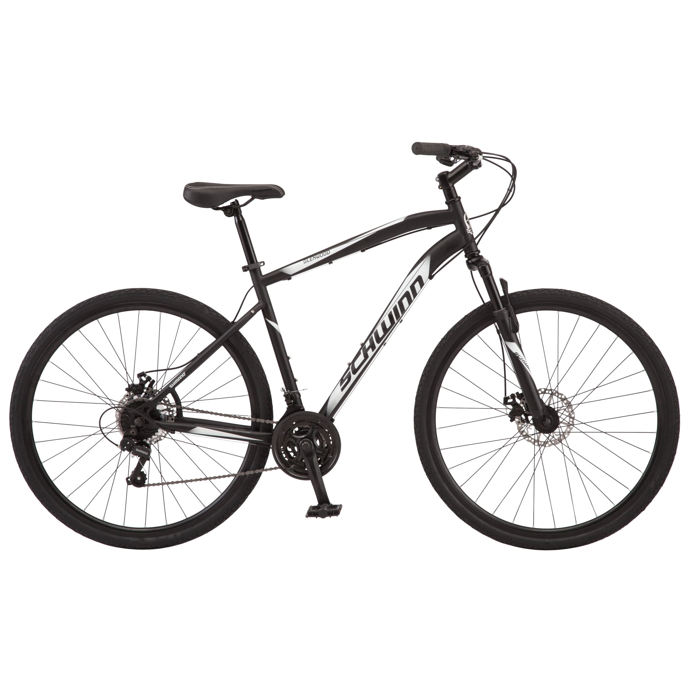 Schwinn Glenwood Hybrid Bike, 21-Speed Commuter Bicycle, Durable Steel Frame (Black, 700c Wheels) 65l10