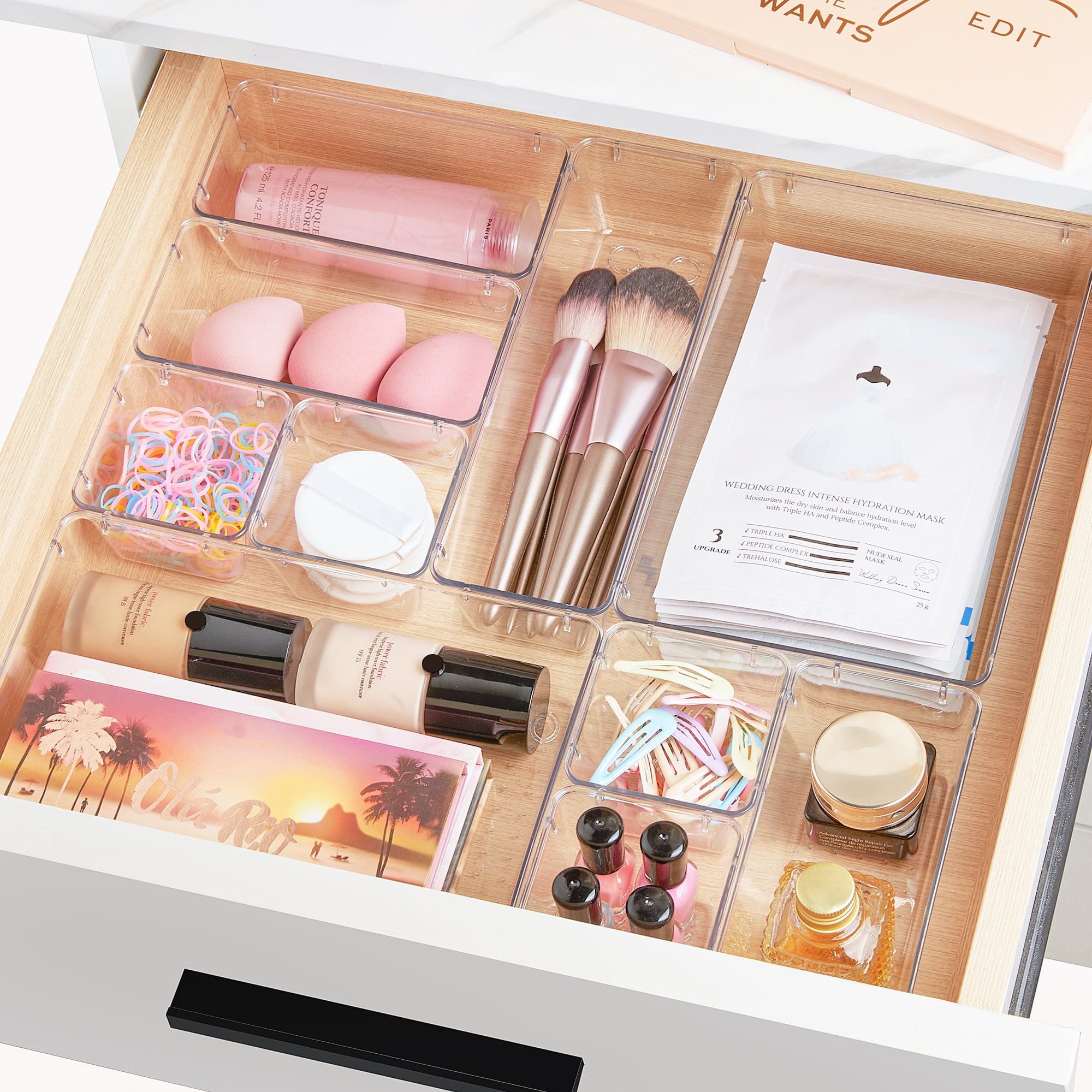 Sindcom 26 PCS Clear Plastic Stackable Organizer Bins for Makeup and Vanity (Clear, 26 Piece Set) l36kk - Image 2