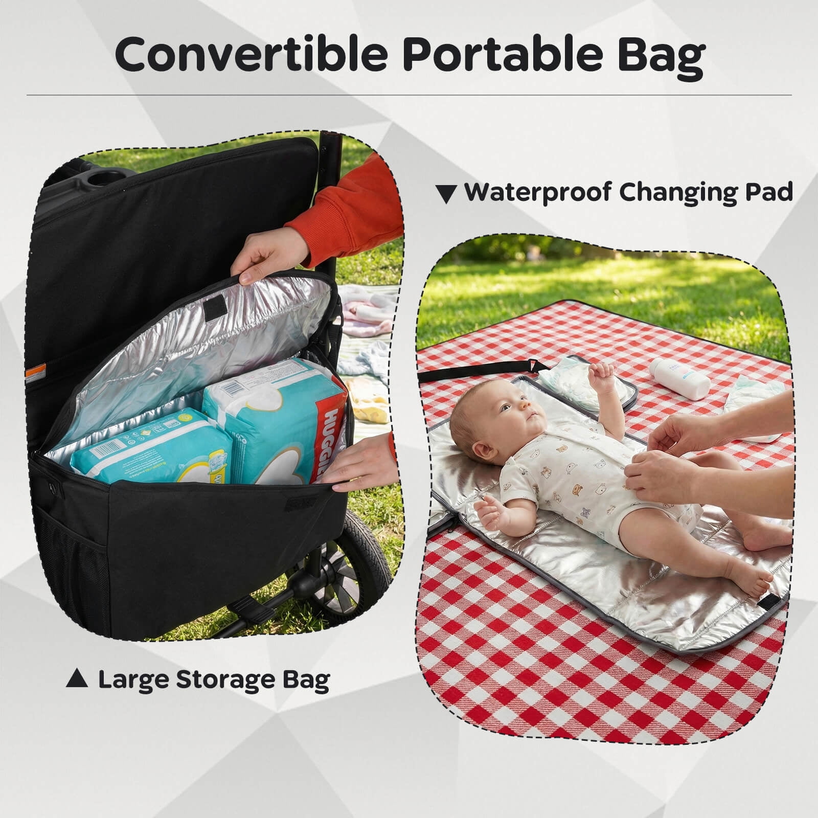 Costway 4-Seater Wagon Stroller, Foldable Push-Pull Toddler Stroller with Removable Canopy (Black, 4-Seater) 0d9fk