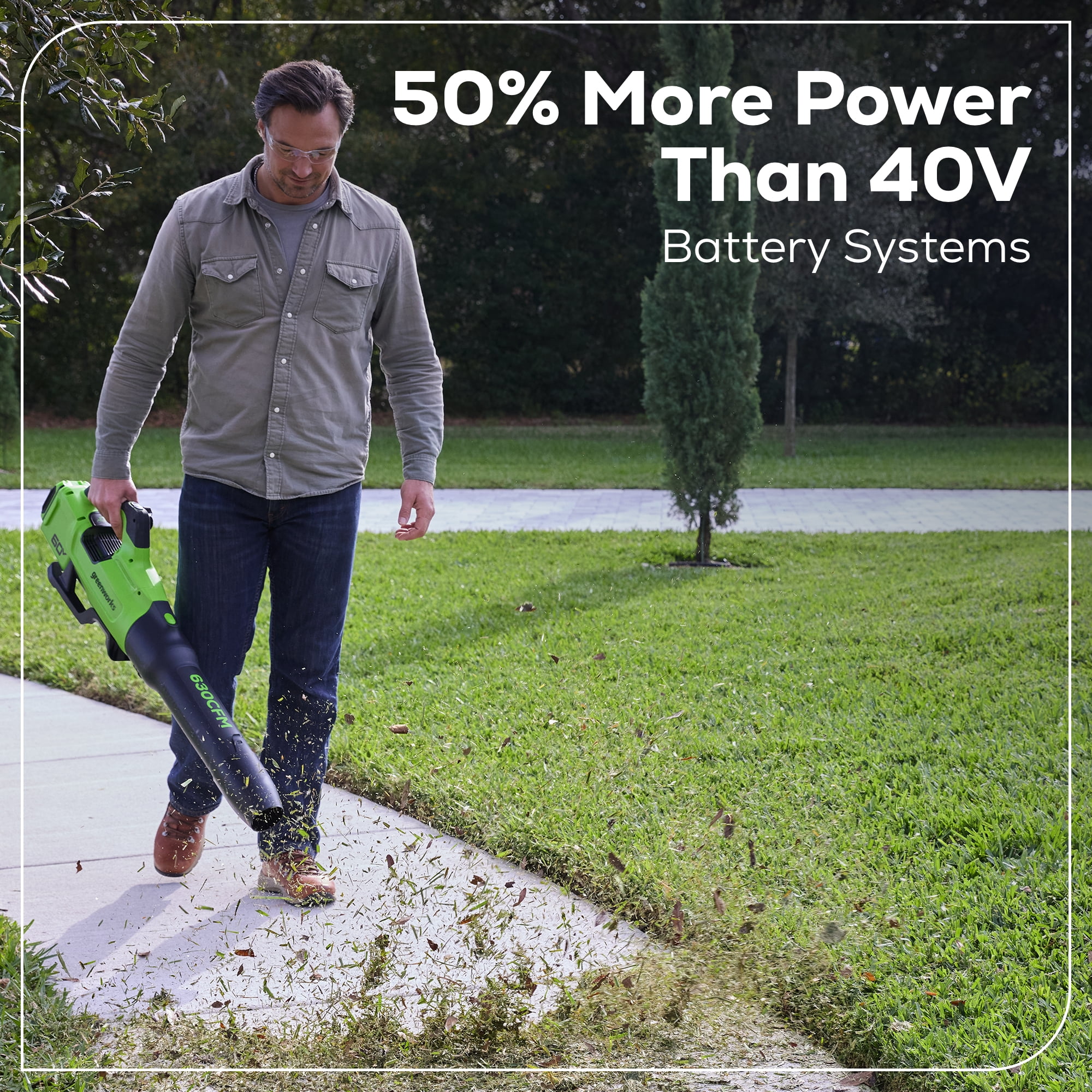 Greenworks 60V Cordless Leaf Blower with 2.5 Ah Battery and 3 Amp Charger (630 CFM, 170 MPH) g6mvj