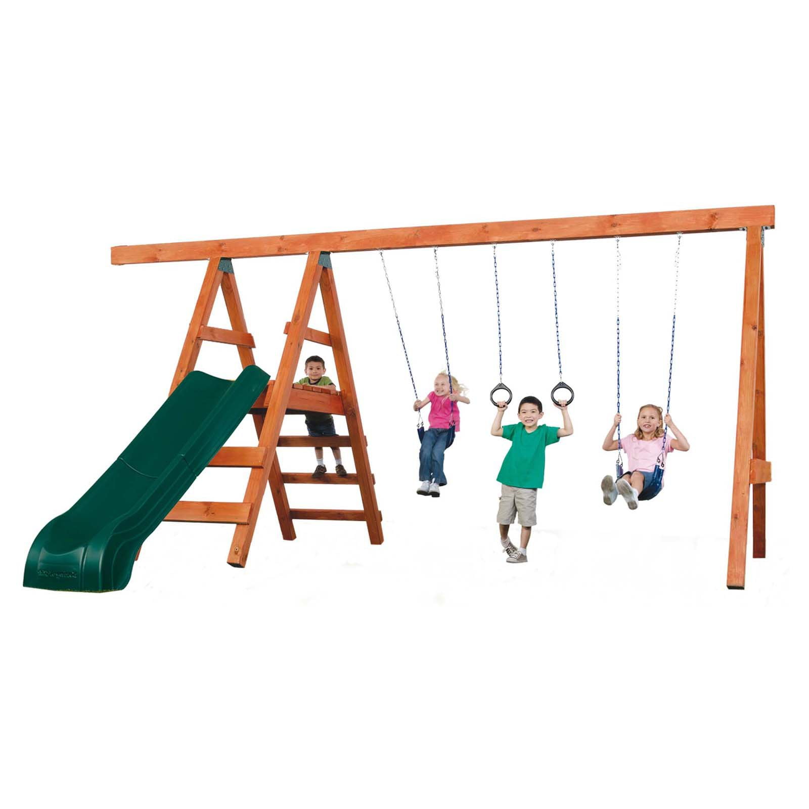 Swing-N-Slide Pioneer Deluxe DIY Play Set Hardware Kit with Slide (Green, 16 ft x 14 ft x 8 ft) pbfcg