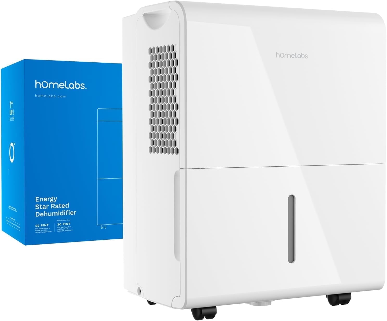 hOmeLabs Smart Wi-Fi Dehumidifier for Large Rooms, Moisture Control with Built-in Pump (22 Pint, White) pk22f