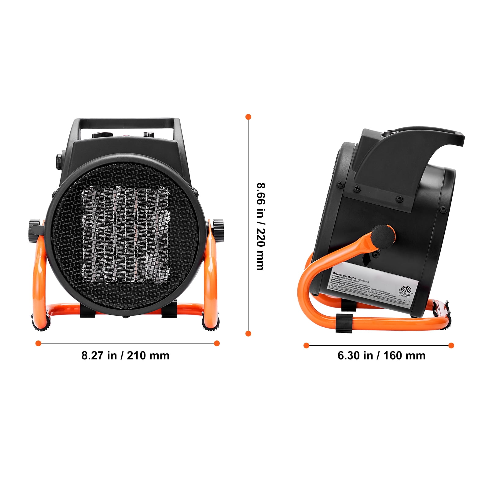 KFFKFF Greenhouse Heater, 1500W PTC Rapid Warming Fan with Overheat Protection (Black, 5 lb) o6jio