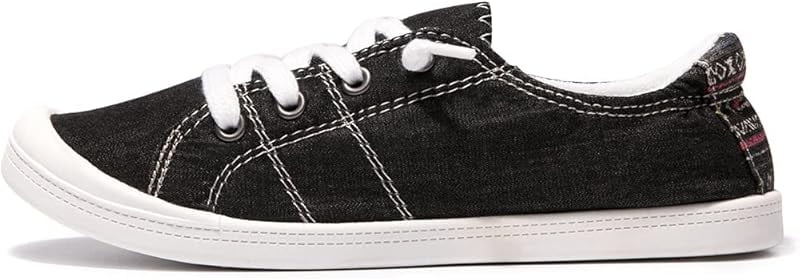 GETJUMP Women's Slip-On Canvas Sneakers Lightweight Low Top Casual Walking Shoes (Black, 8 US) 7xyn6