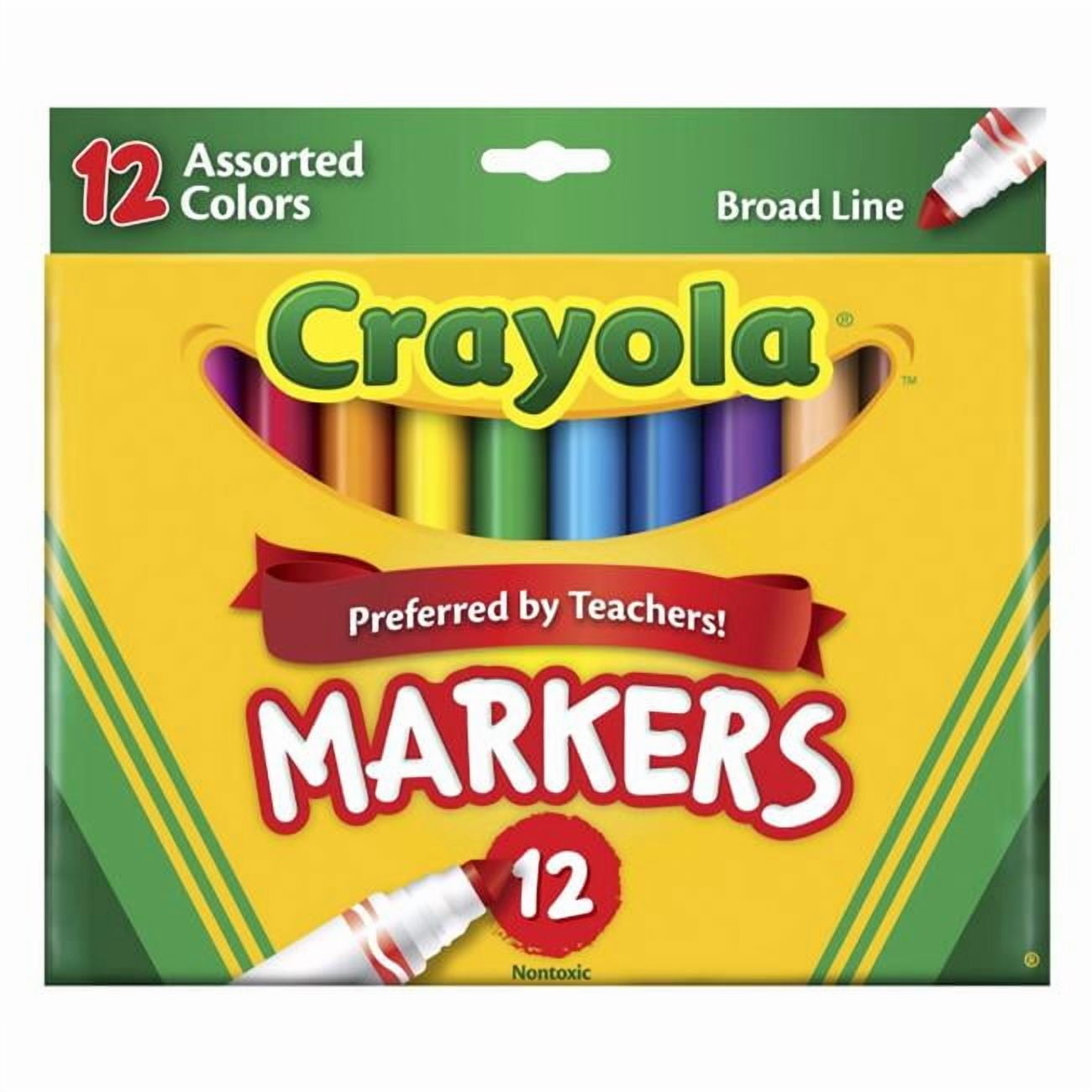 Crayola Original Non-Toxic Broad Line Markers, Conical Tip, Vibrant Washable Ink (12 Count) 8uvjv