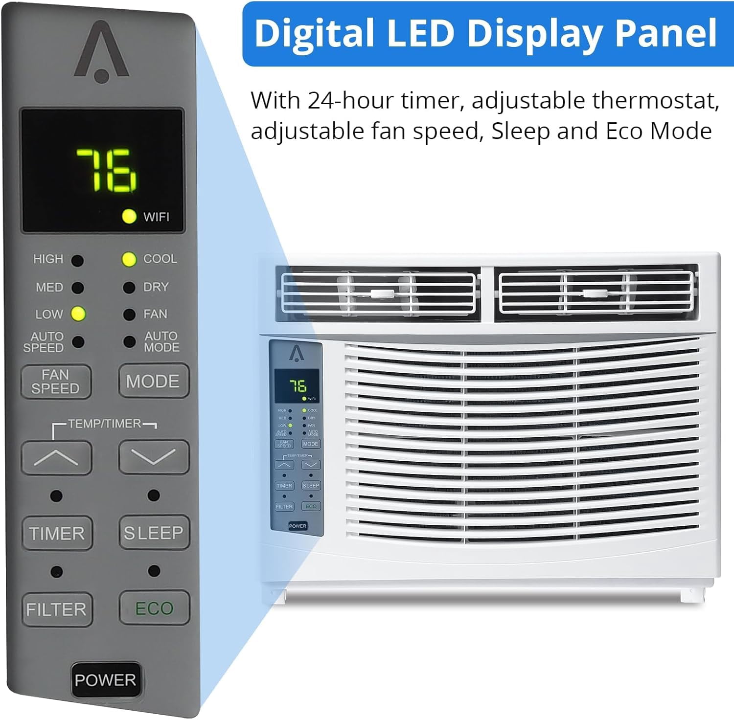 Tropow 6,000 BTU Window Air Conditioner, Fast Cooling for 250 Sq. Ft. Rooms, Smart App & Remote Control (White, 6,000 BTU) eng57