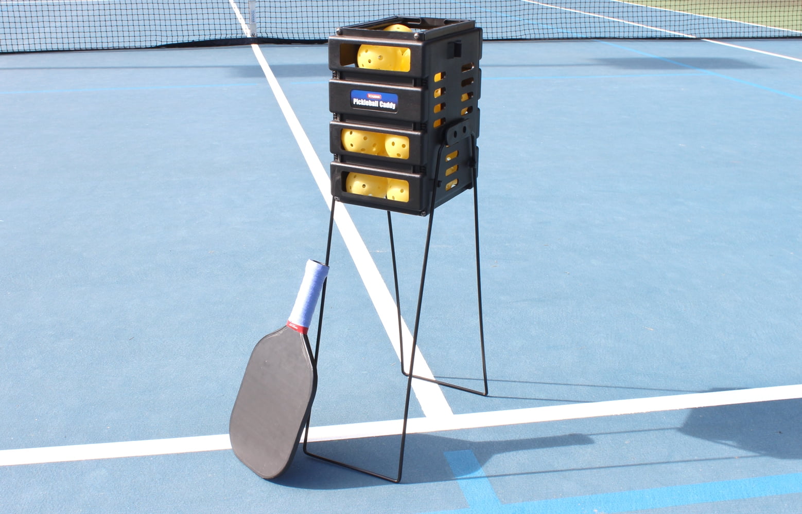 Tourna Pickleball Mini Ball Caddy, Portable Indoor and Outdoor Court Accessory (Black, 4 lb) c8t71