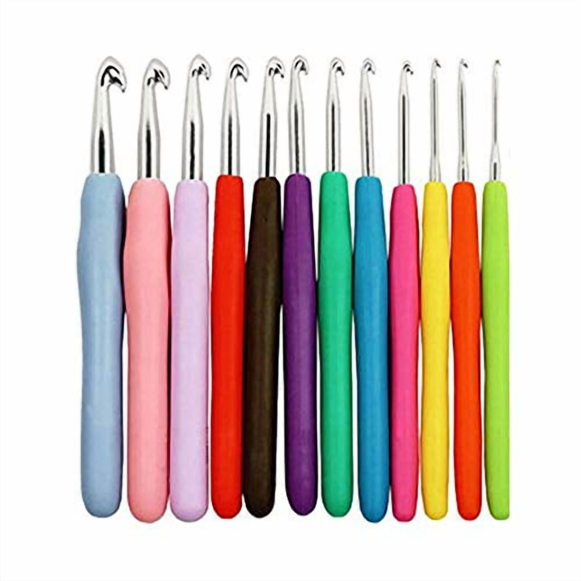 Disen Ergonomic Crochet Hooks Set, Soft Rubber Handle Knitting Needles for Crafting (Multicolor, 12-Piece Set) r9mec
