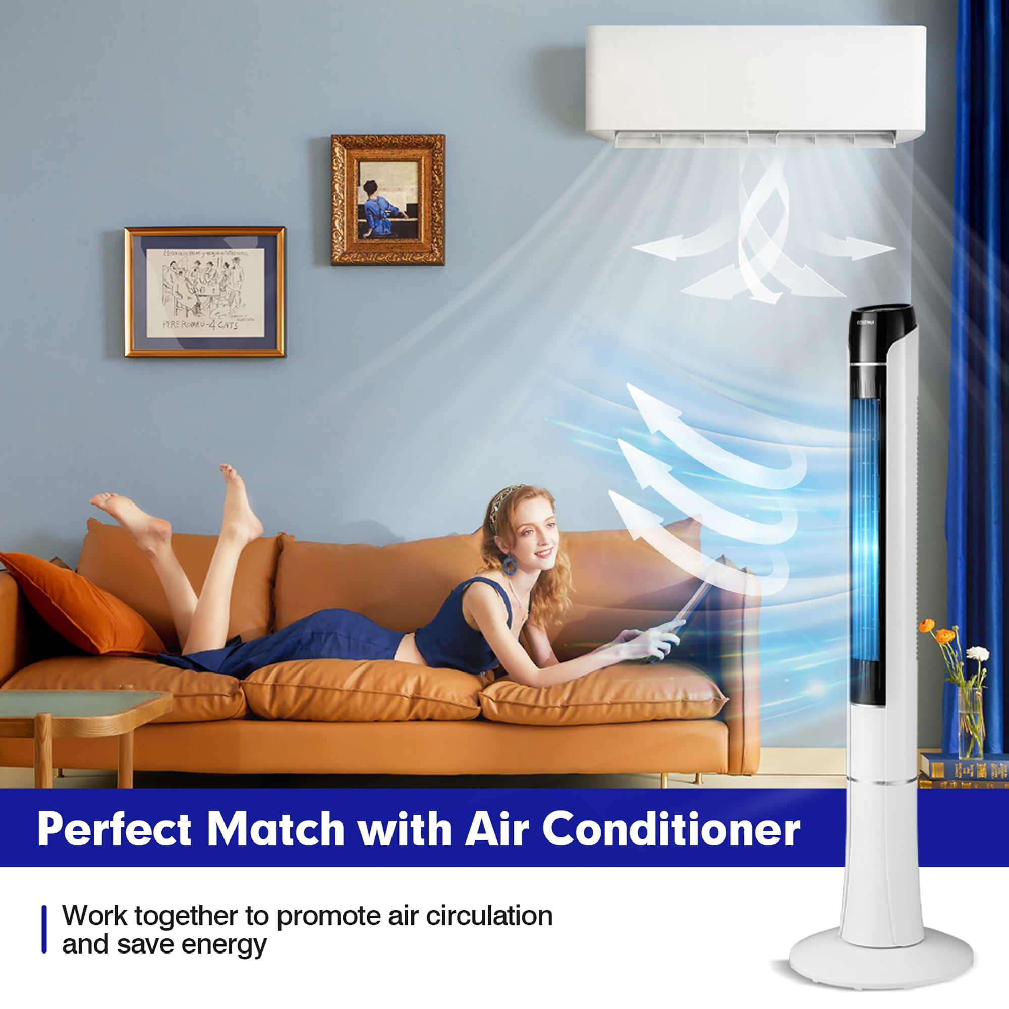 Costway 48 in Tower Fan with Remote Control and LED Display (White, 48 in) aemvk