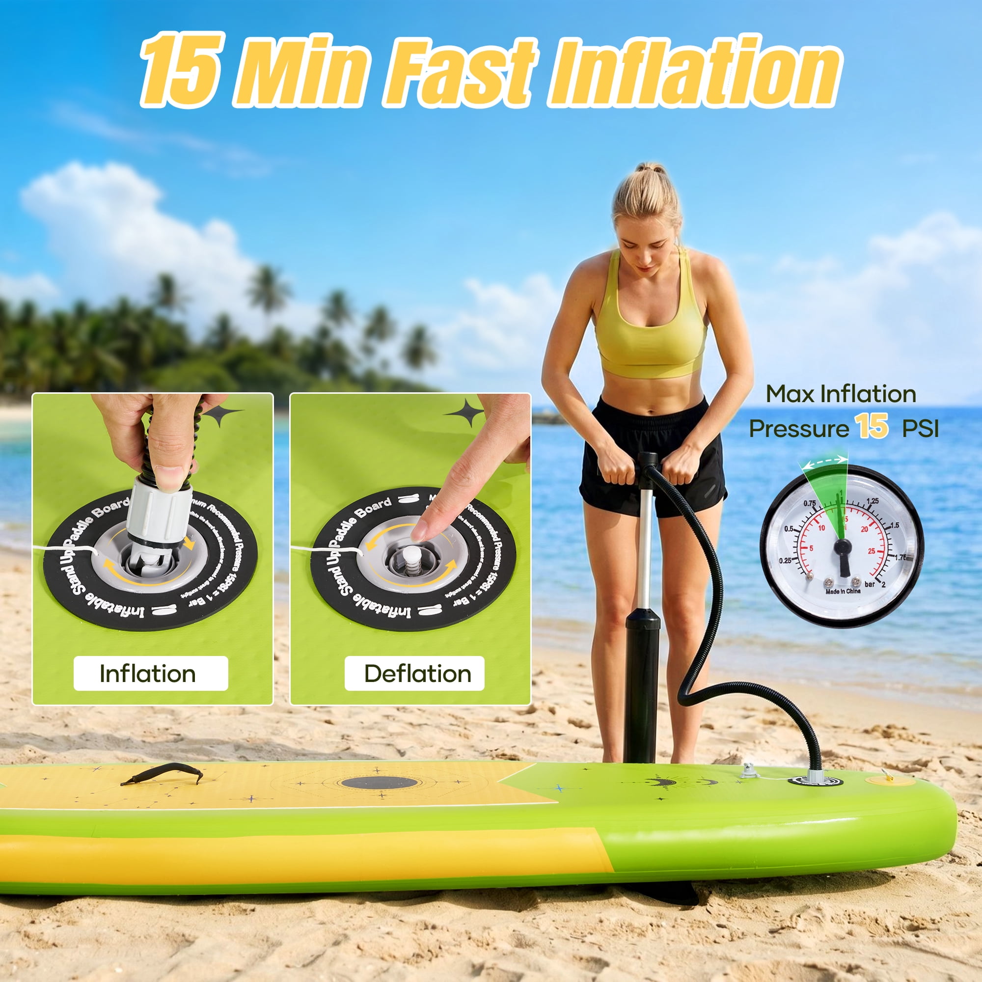 Naipo Inflatable Stand Up Paddle Board with Full SUP Accessories (Avocado Green, 10 ft) v8avu