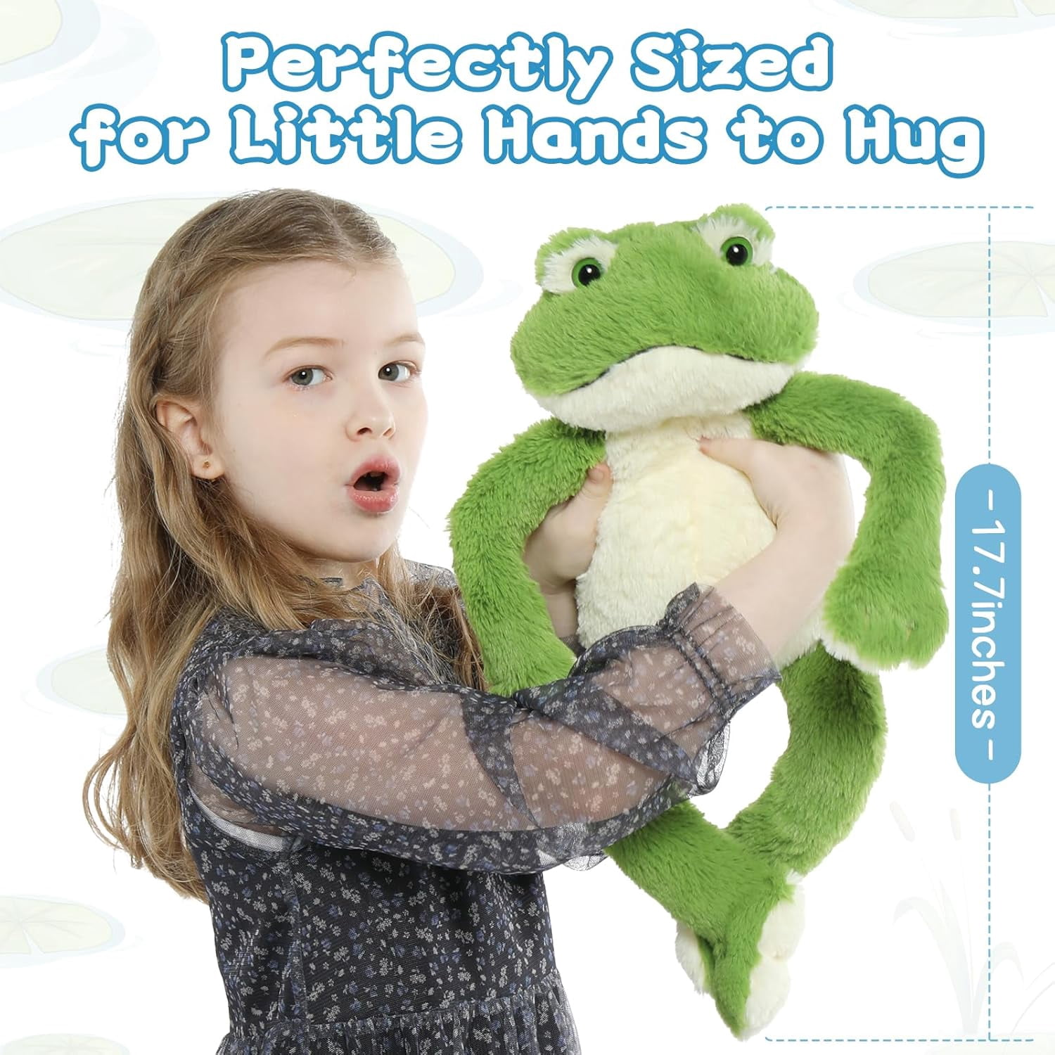 MaoGoLan Plush Frog Stuffed Animal Soft Toy with White Belly (Green, 17 in) ux28u