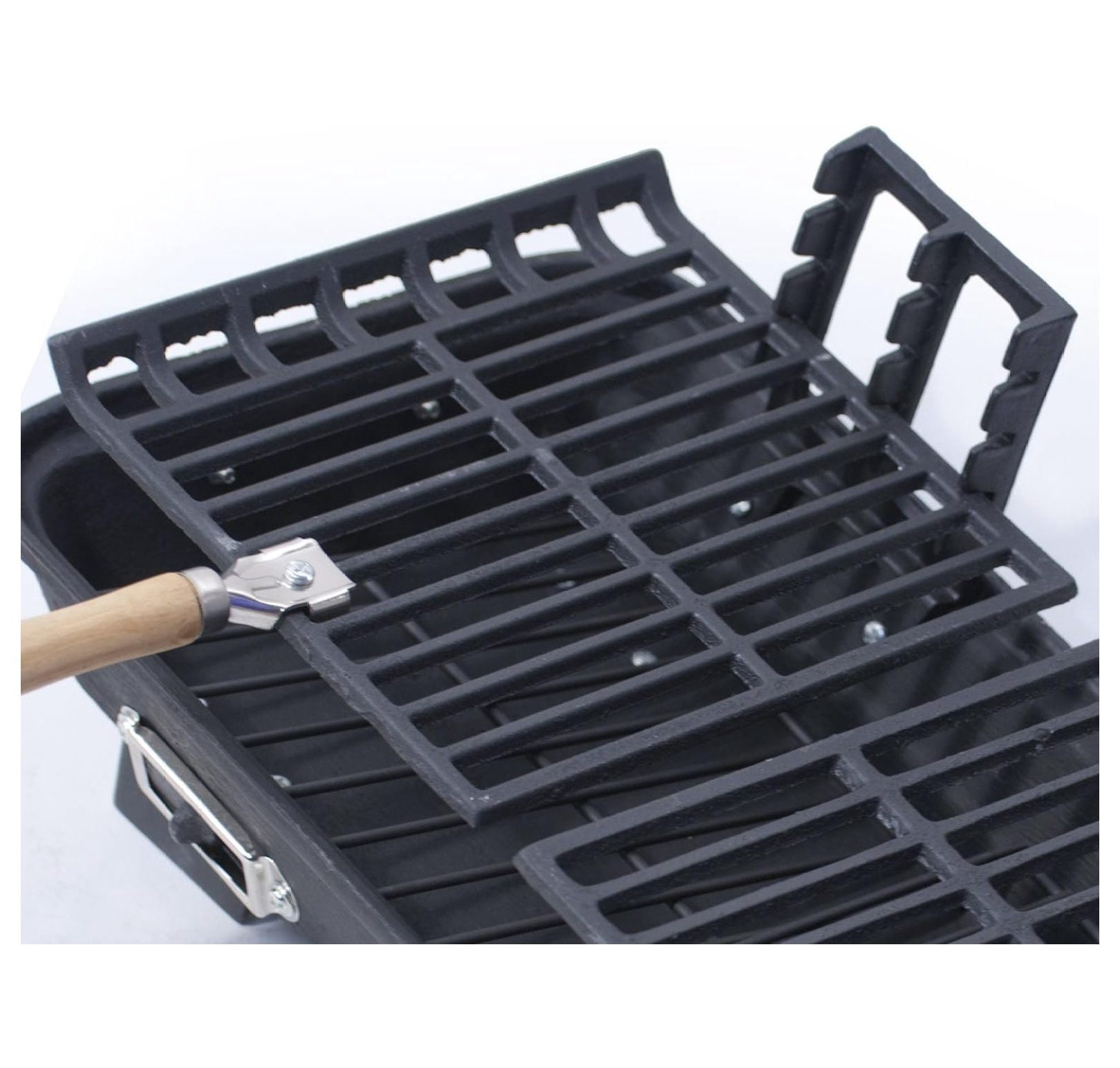 JaLuayh Cast Iron Hibachi Charcoal Grill, Heavy-Duty Outdoor Cooking Stove (10 in x 18 in) 0op7n