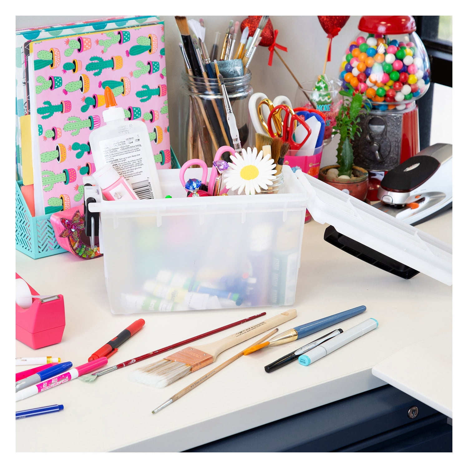 Logix Craft Storage Box, Heavy-Duty Organizer for Supplies (Frost White, 2 Pack, 11.5 x 5.06 x 7.25 in) ogy31