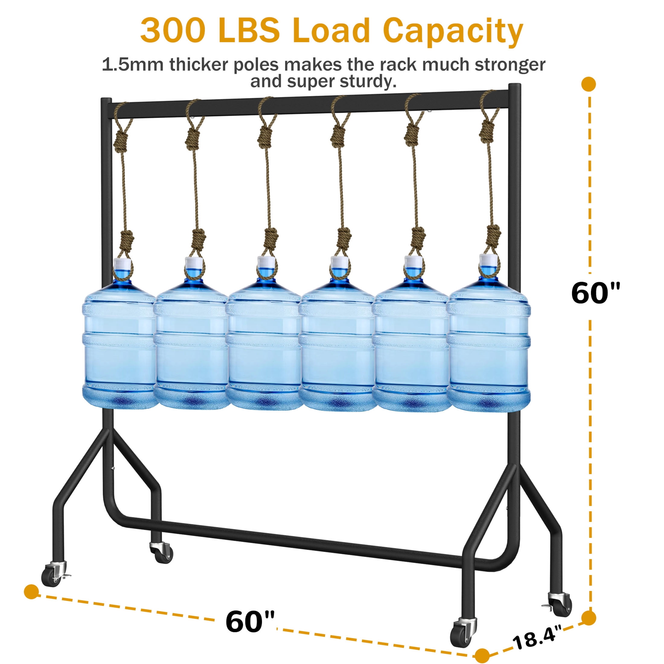 Nefoso Heavy Duty Rolling Garment Rack, Commercial Grade Clothing Organizer with Wheels (Black, 60 in L x 18.4 in W x 60 in H) 69qzk