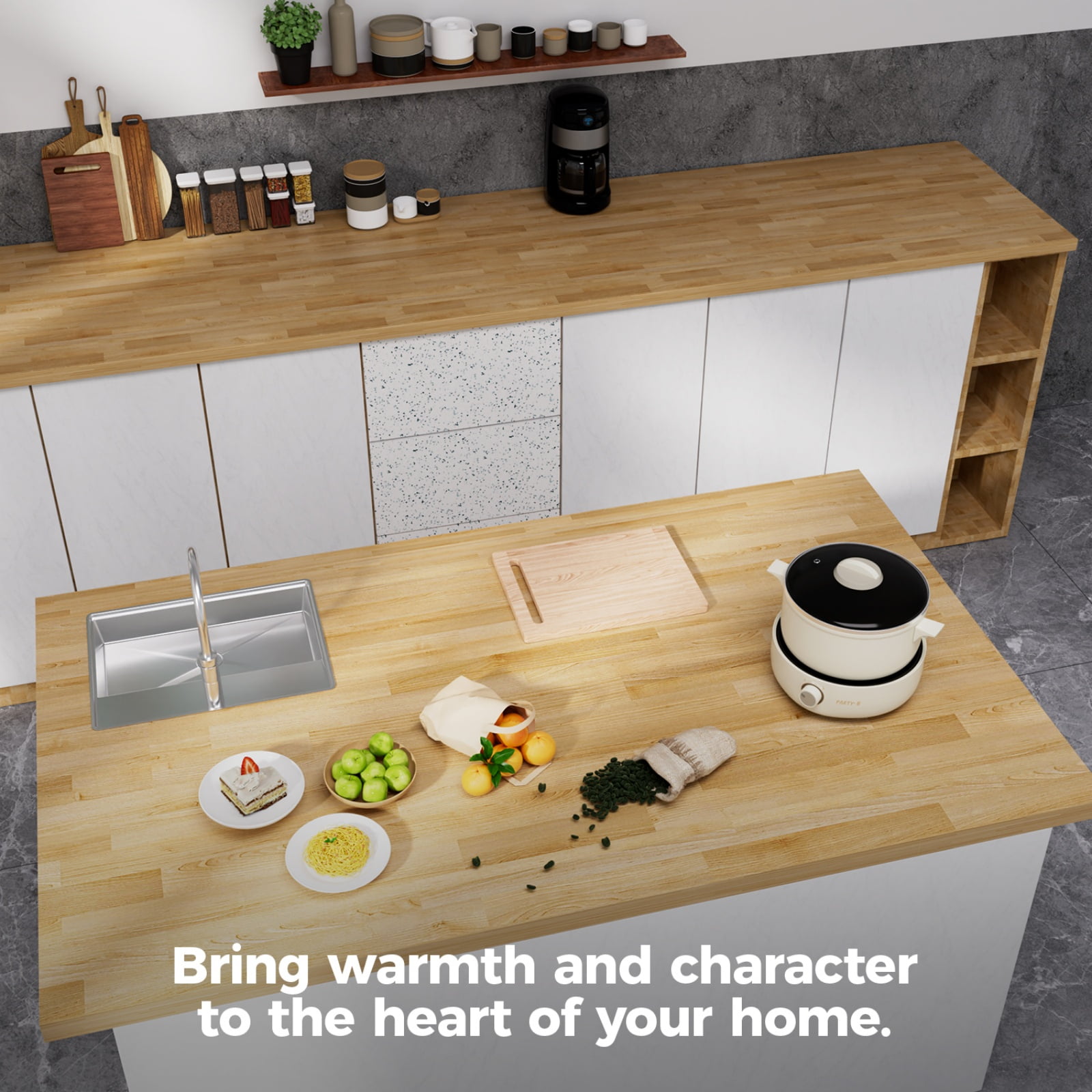 SupperEver Unfinished Birch Butcher Block Countertop, Solid Wood Workbench Desk Top for DIY Kitchen Island (Natural, 25 in x 36 in x 1.5 in) setla