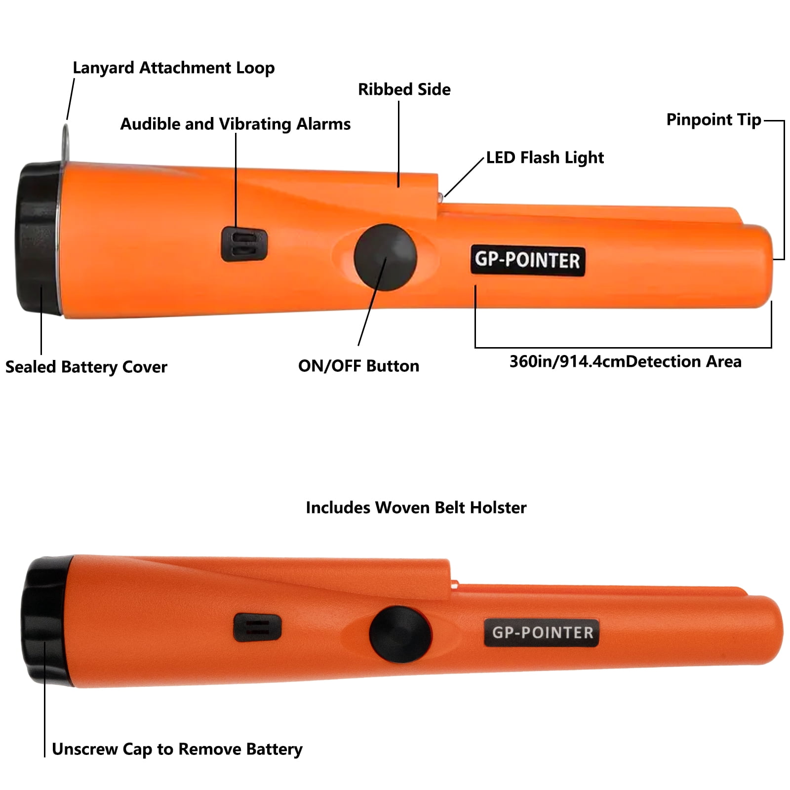 JAMCORAX Metal Detector Pinpointer Handheld Wand (Orange, 9.1 in) qxw8r