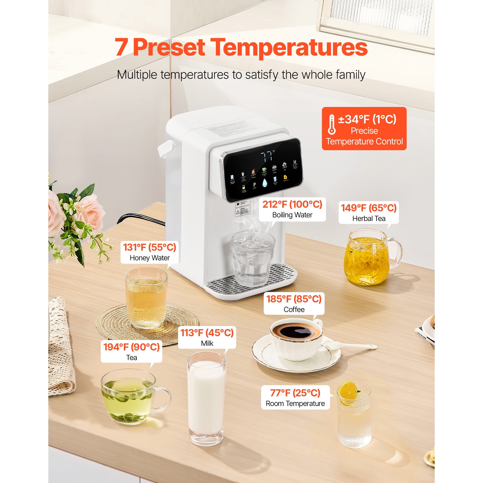 KFFKFF Countertop Instant Hot Water Dispenser, Rapid Heating with Adjustable Temperature & Volume (118 oz) k4pz5