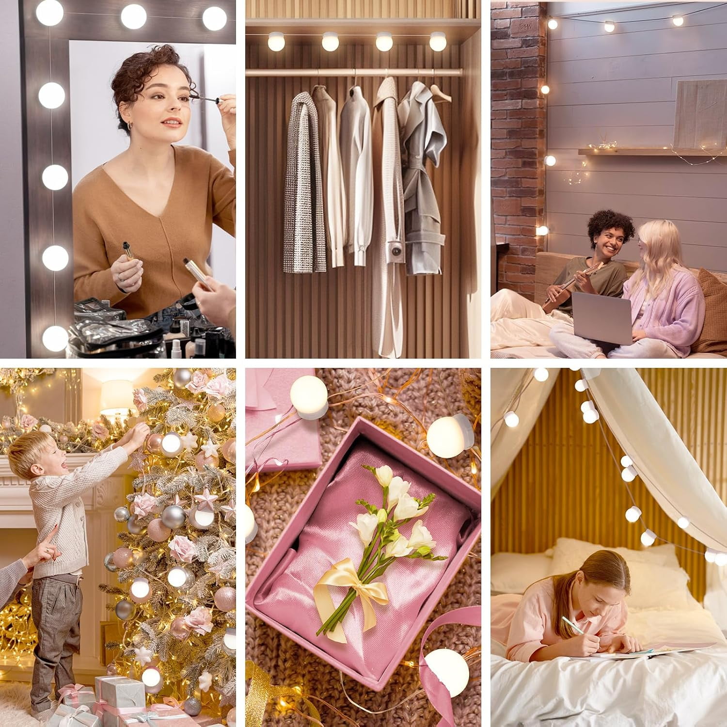 OGEDNAC LED Vanity Mirror Lights, Hollywood Style Dimmable Lighting Kit with 12 Bulbs (Adjustable Color, 10.9 ft) t5du1