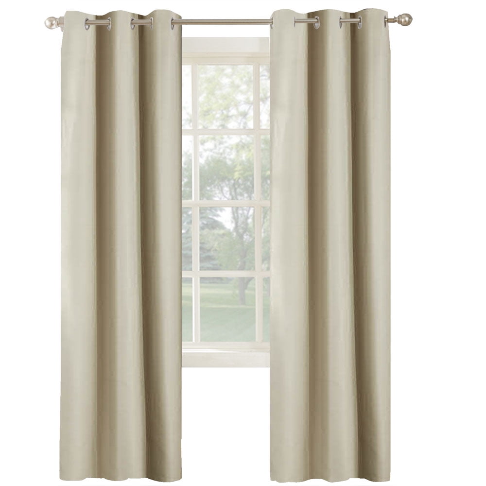 Mainstays Olan Blackout Curtain Panel Pair, Textured Solid Room Darkening Drapes (Beige, 37 in x 84 in, 2-Pack) 1efe6