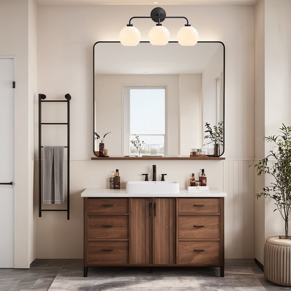 Modern Lighting Triple Globe Bathroom Vanity Sconce (Matte Black, 22 in) yalen
