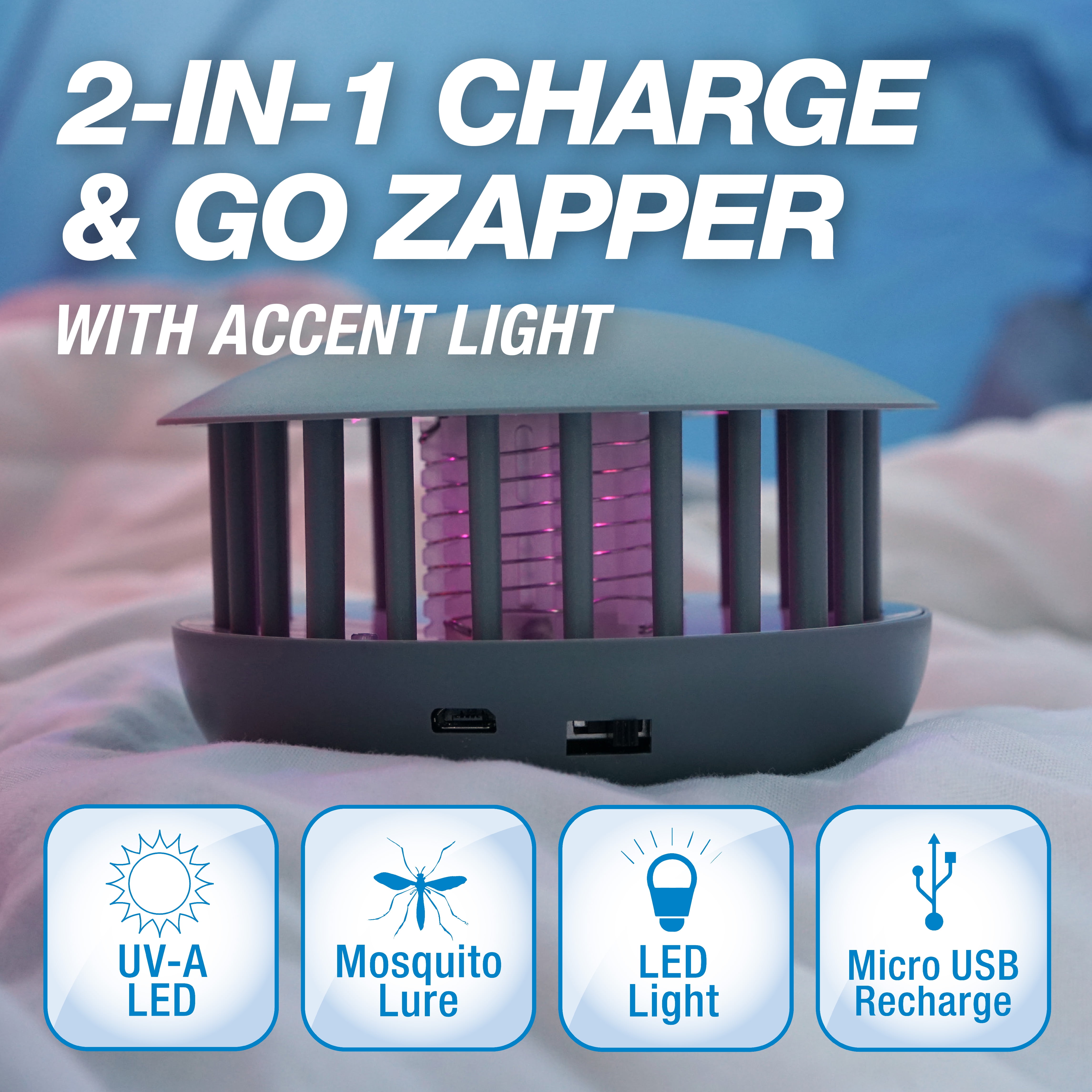 Pic Corporation 2-in-1 Portable Mosquito Zapper and Accent Light (Gray, 100 sq ft) xrzwx