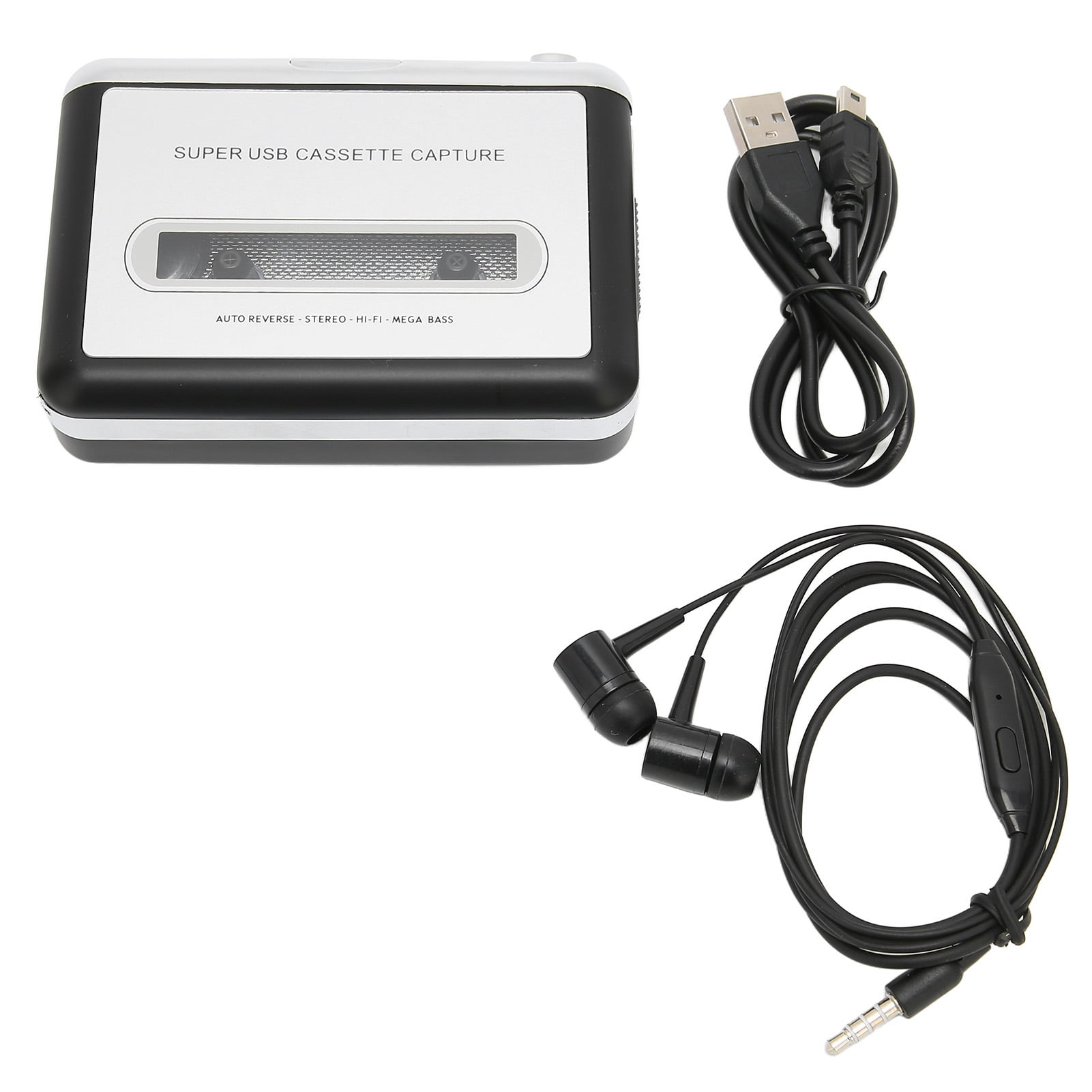 Eotvia USB Cassette Tape Player, Portable Audio Converter for Laptops (Black, 4.5 in x 3.5 in x 1.2 in) 801ch