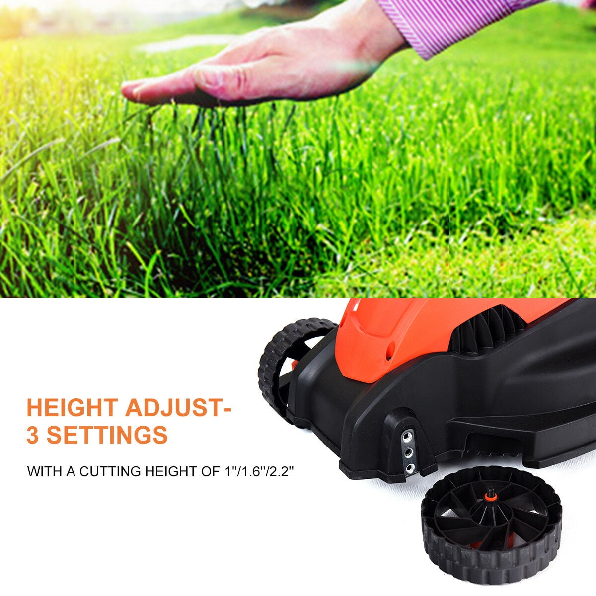 Costway 12 Amp 14-Inch Electric Push Lawn Mower with Grass Catcher (Red, 14 in) qilrg