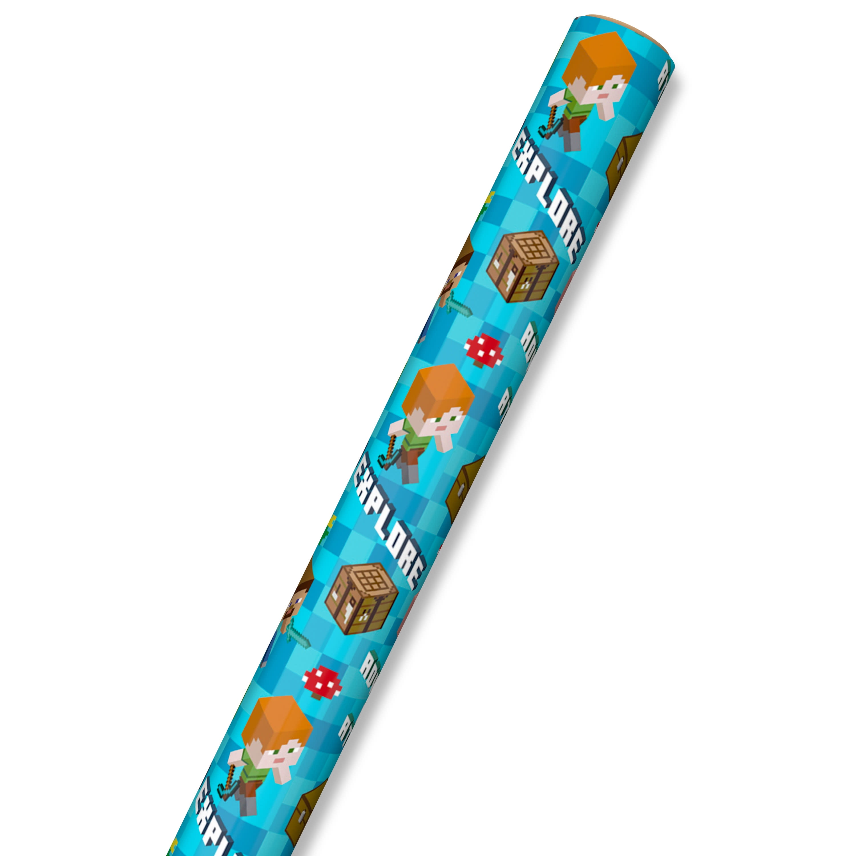 Hallmark Minecraft Adventure Gift Wrapping Paper (Blue, 20 sq. ft.) uq1i8