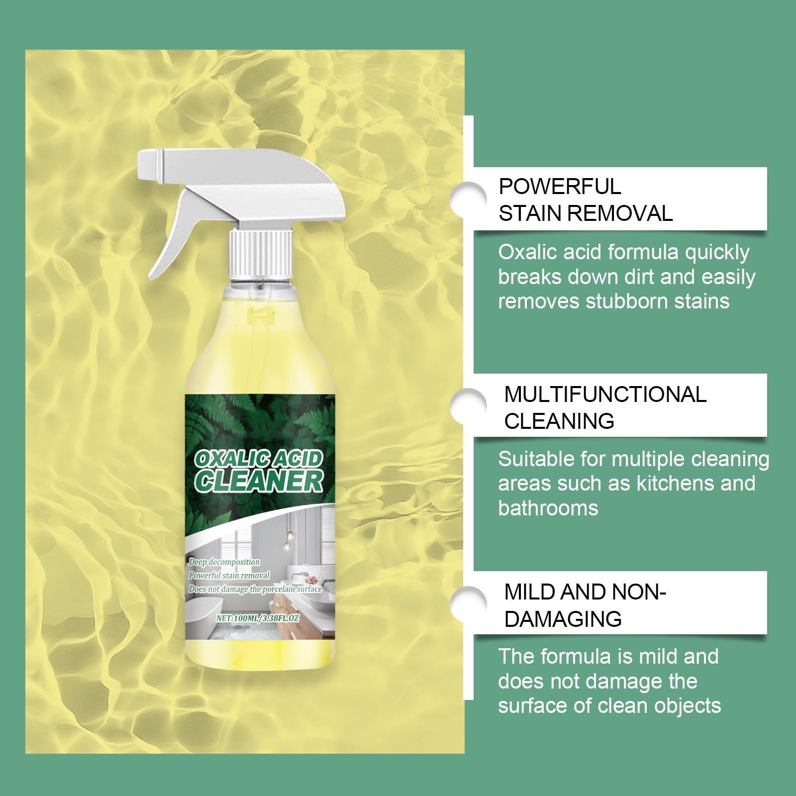 Cagogo Oxalic Acid Bathroom Cleaner, Powerful Limescale and Rust Stain Remover for Toilet Bowls and Ceramic Tiles (3.38 fl oz) 4xj2j