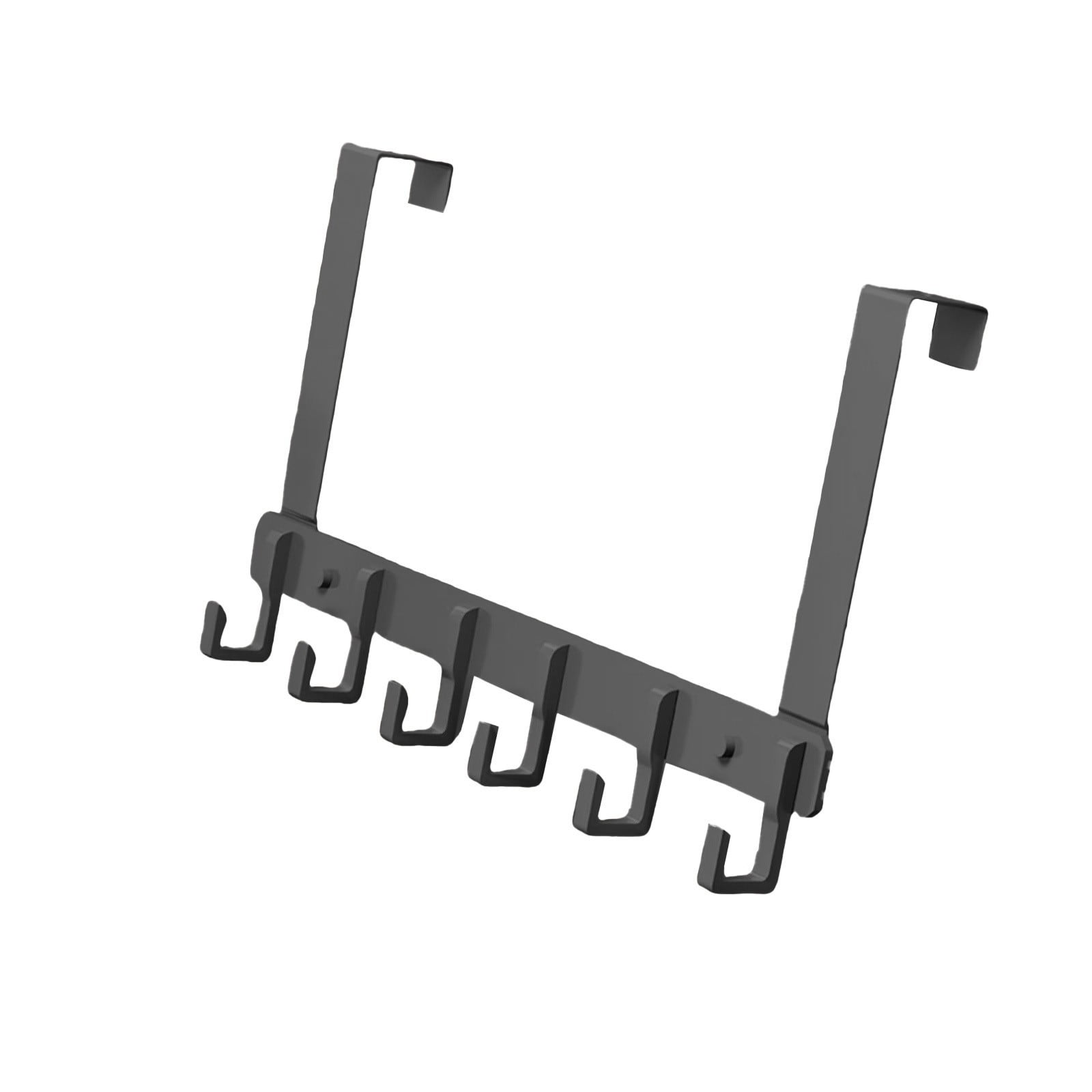 Ikohbadg Over The Door Towel Rack, Heavy-Duty Metal Organizer with 6 Hooks for Bathroom and Bedroom (Grey, 15.8 in x 5.5 in) h4jll