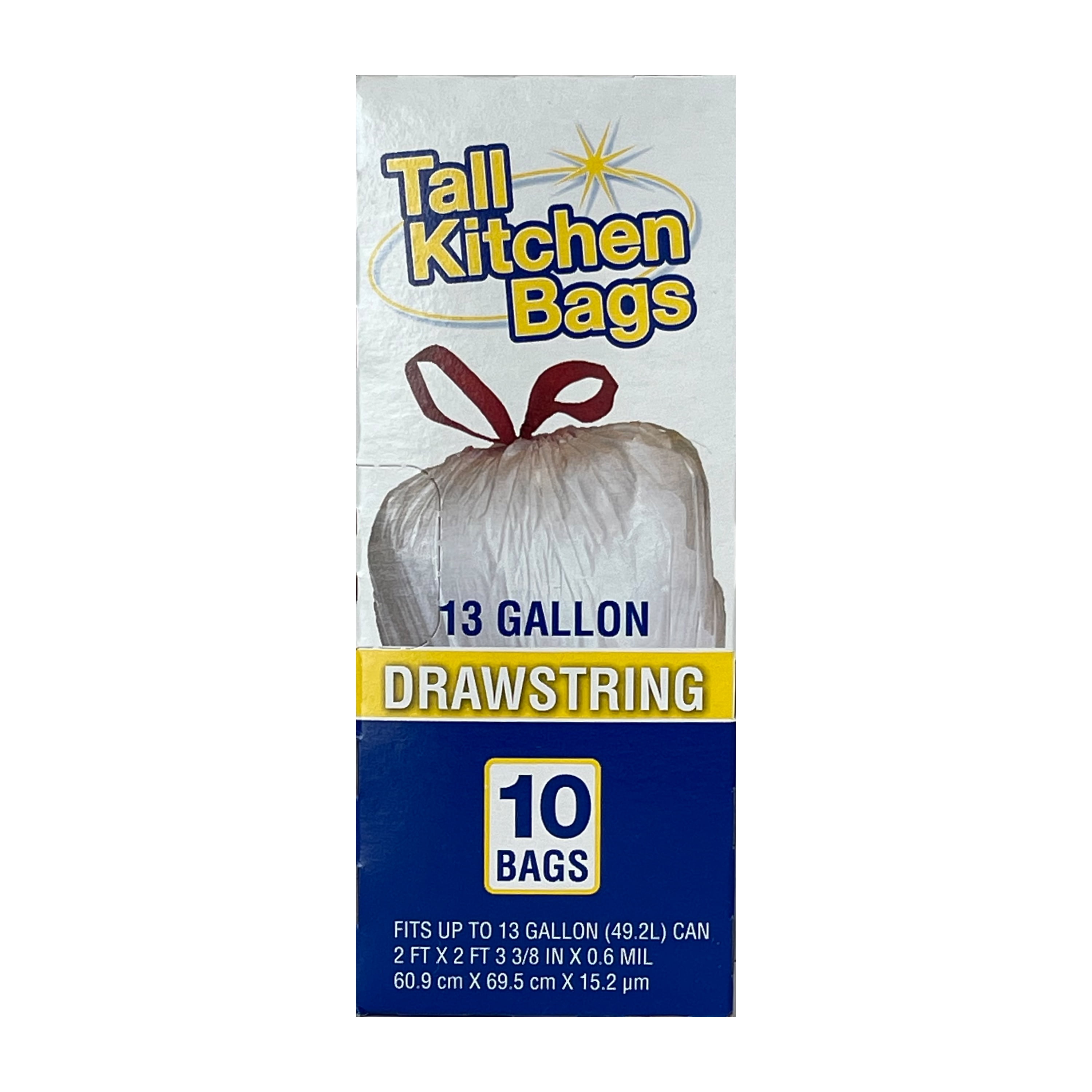 Basic Kitchen Trash Bags with Drawstring Closure (13 Gallon, 10 Count) snjox
