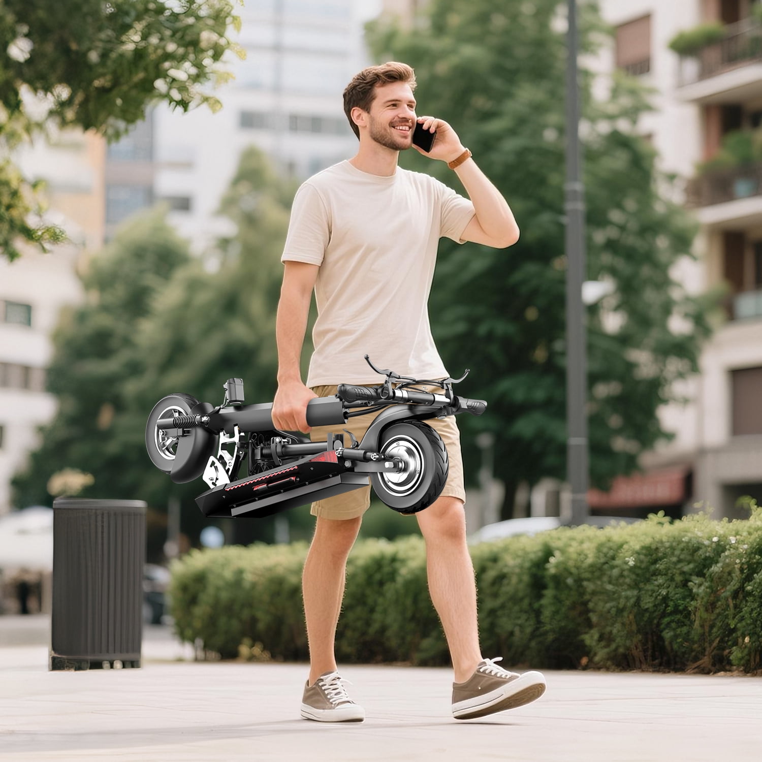 GWEIT Electric Scooter with Seat, 1500W High-Torque Motor, 26MPH Top Speed, 45-Mile Range, Dual Suspension, 10-inch Off-Road Tires (Black, 330 lb Weight Capacity) g95js