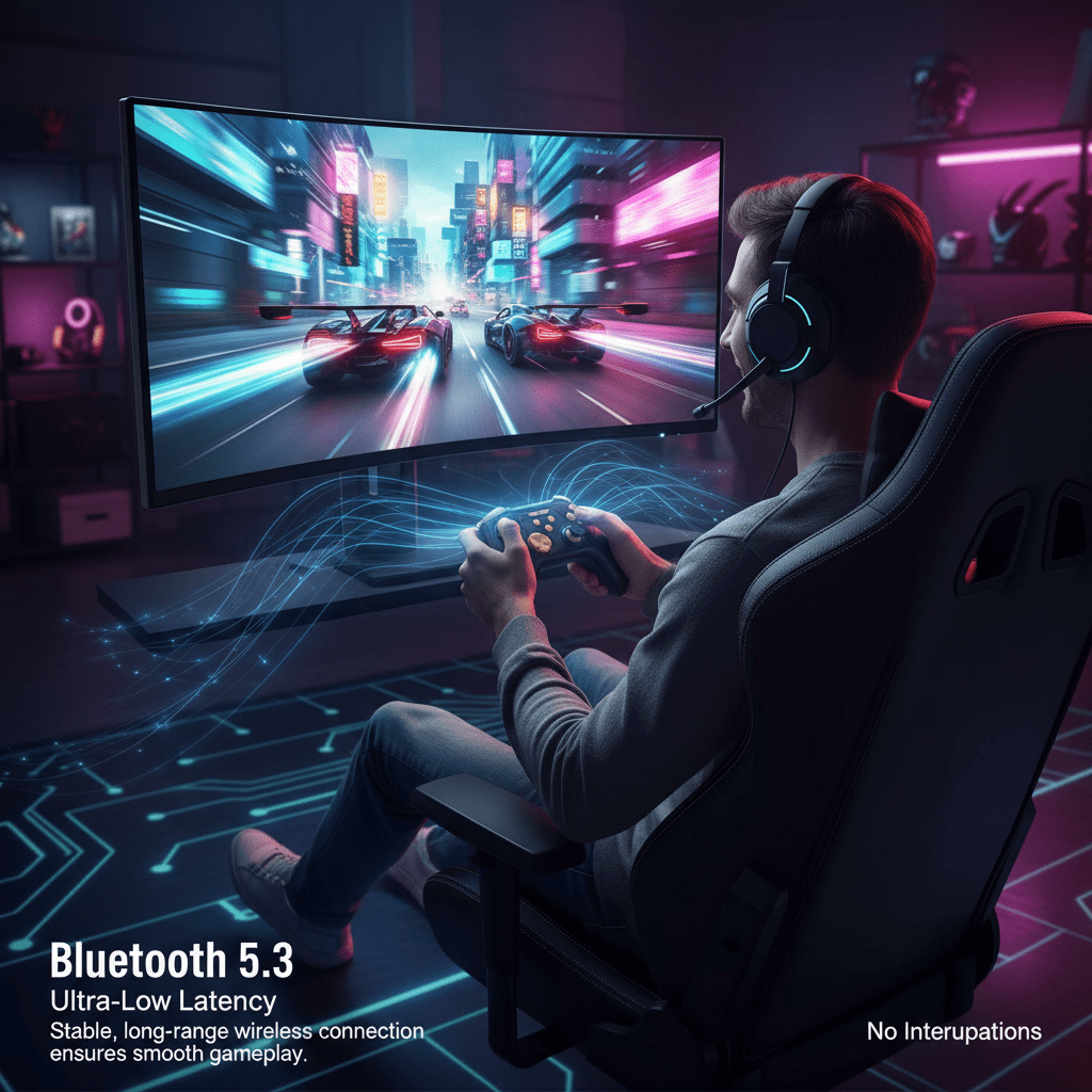 UHM Wireless Pro Controller for Switch, PC, and Mobile with RGB Lighting and Hall Effect Triggers (Black, 1 Count) dvhks