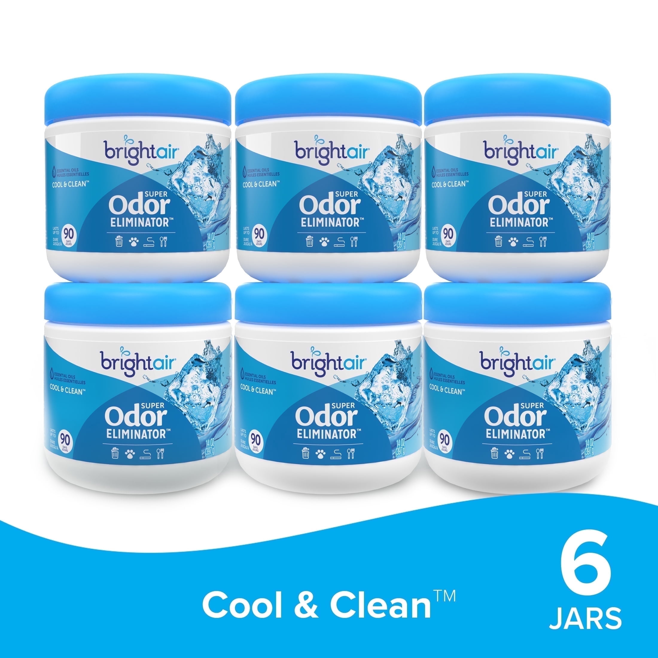 Bright Air Super Odor Eliminator Air Freshener, Cool & Clean Scent (6 Pack, 14 oz) zvqyz