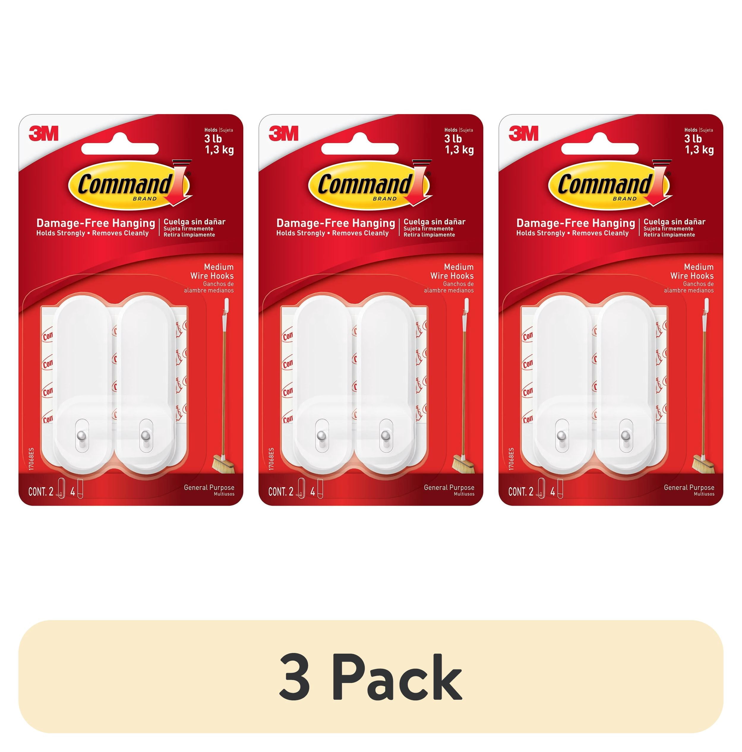 Command Medium Wire Hooks Damage-Free Wall Hangers (White, 3 Pack, 6 Hooks Total) qvavw