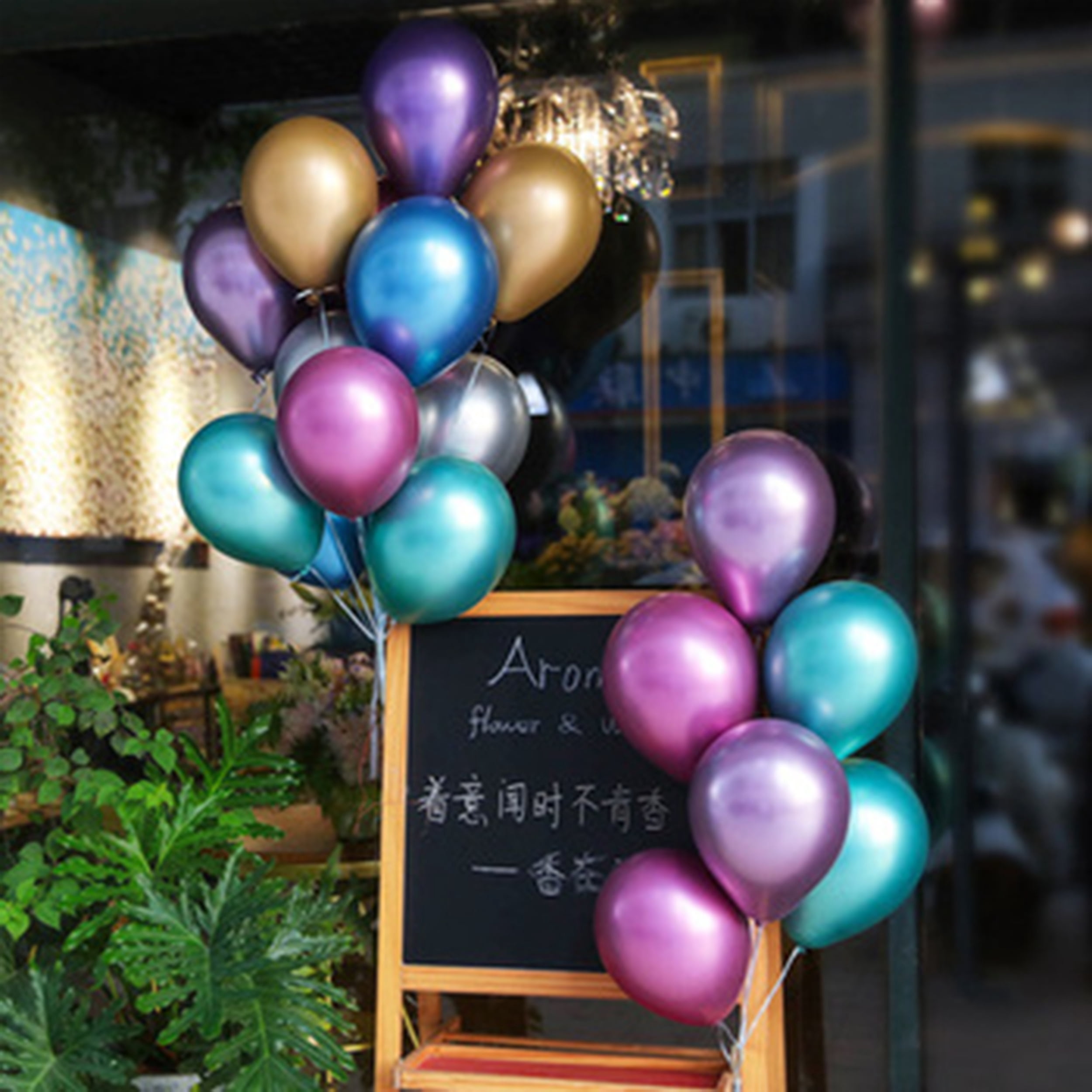 Lotus Home Metallic Latex Party Balloons with Arch Garland Strip (Silver, 50 Piece, 12 in) kkd7h