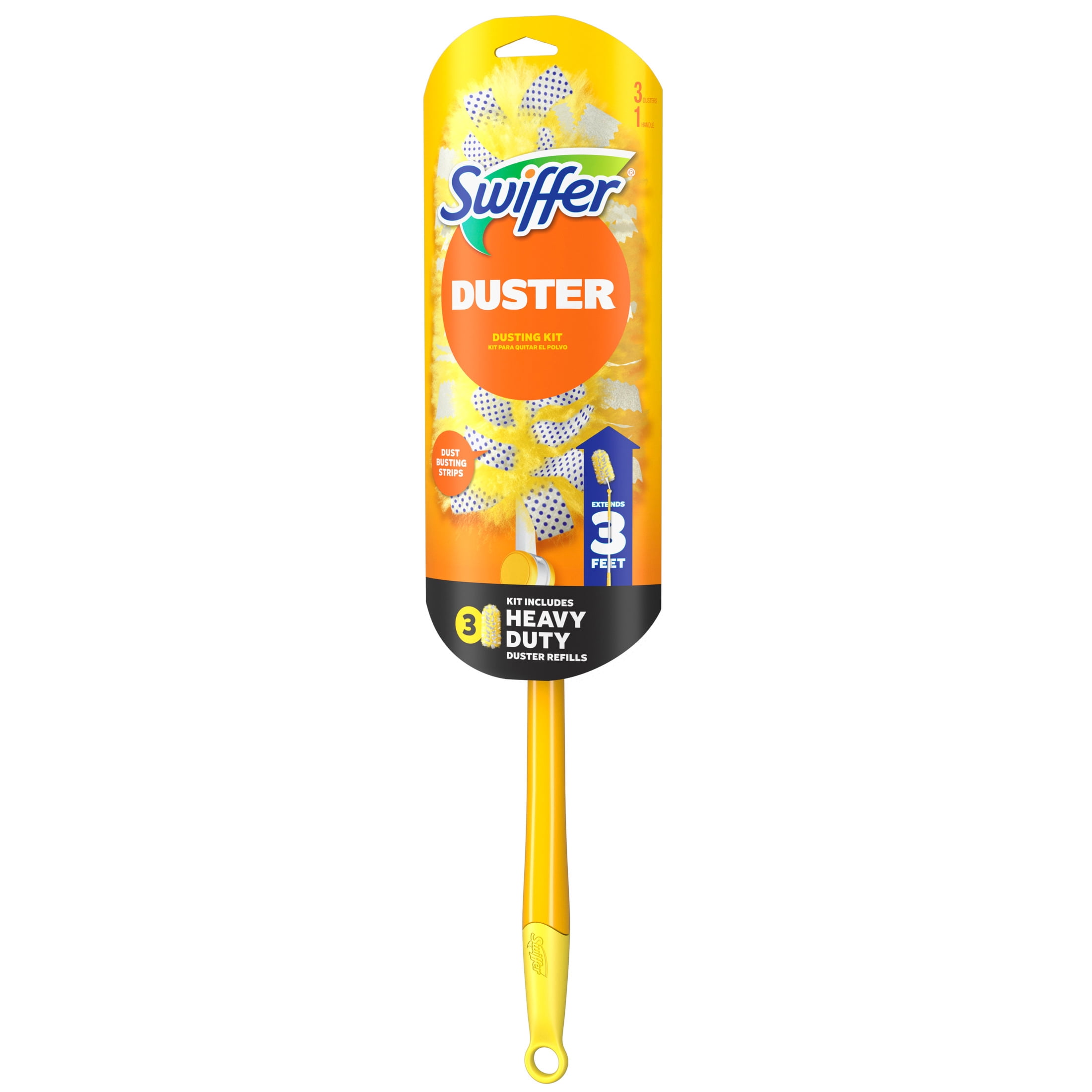 Swiffer Heavy Duty Extendable Duster Kit with Refills (Unscented, 3 ft Handle, 3 Count) pegya