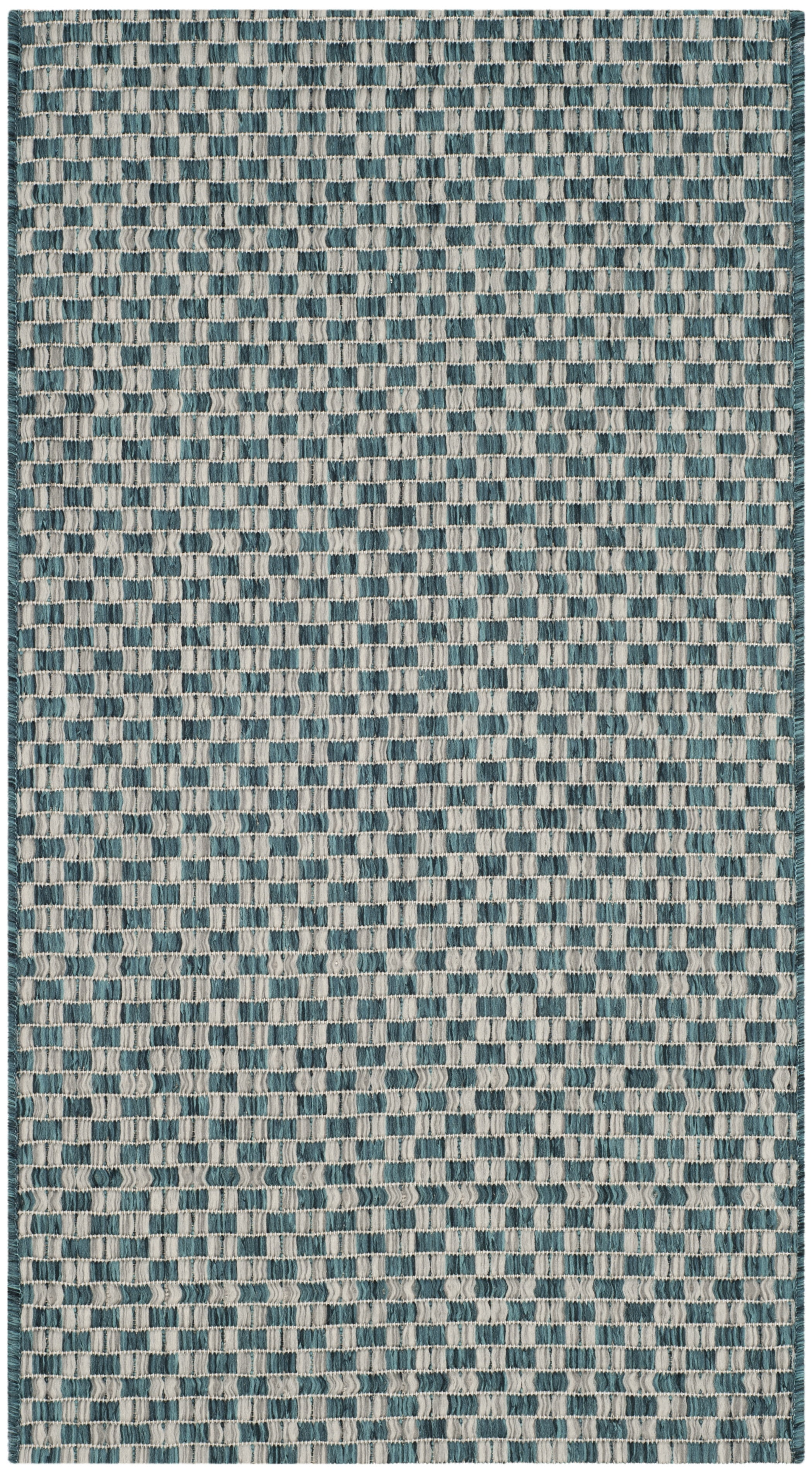 Safavieh Courtyard Blair Checkered Indoor/Outdoor Area Rug (Turquoise/Light Grey, 2 ft x 3.58 ft) d9t69