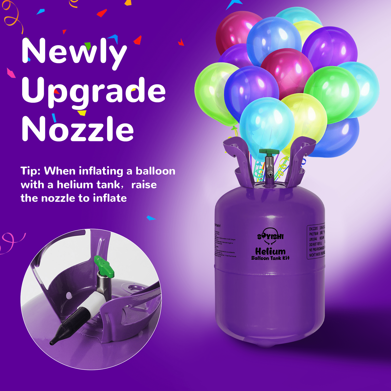 Soyishi Helium Tank for Party Balloons (Up to 30 Balloons, 7L) lklcr