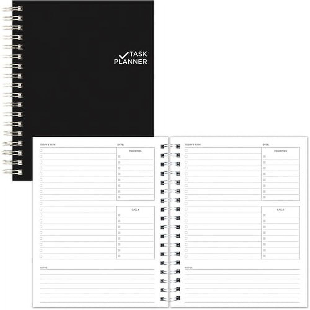 Blueline Undated Task Planner Daily Organizer with Ruled Notes Section (Black, 1 Each) xxsgm