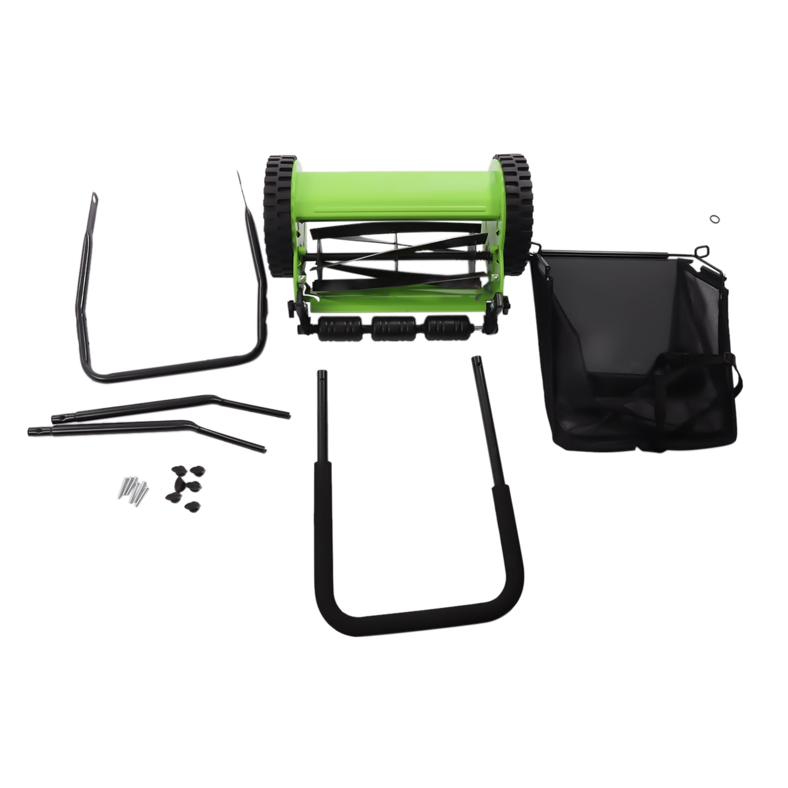 Generic Manual Lawn Mower Push Reel Grass Cutter with Adjustable Height and Collection Bag (Green, 12 in) lfryg