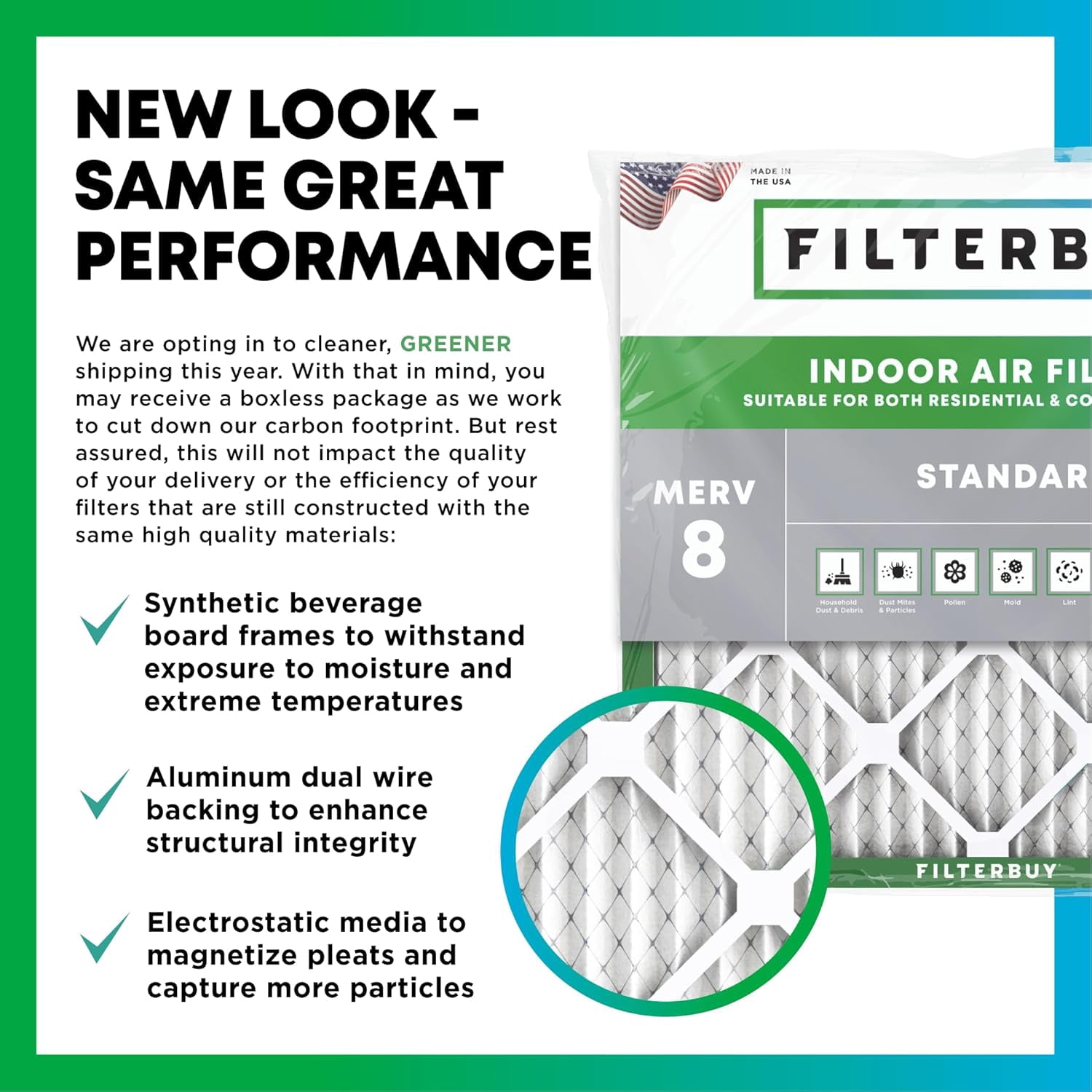 Filterbuy 10x20x1 Air Filter MERV 8 Dust Defense, Pleated HVAC AC Furnace Replacement (4-Pack) 1pv3f