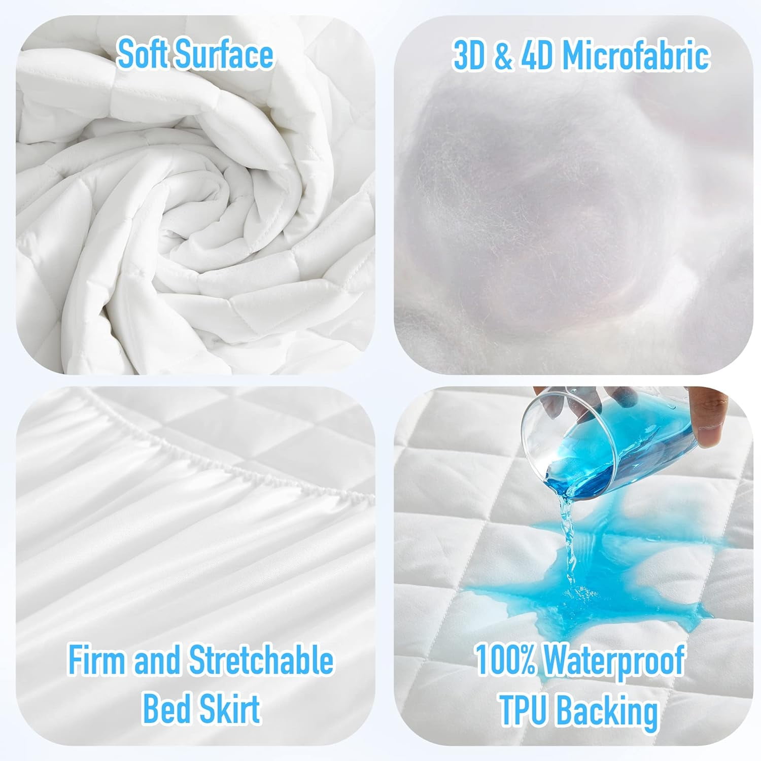 Naiade Waterproof Mattress Pad Protector, Breathable Quilted Mattress Cover with 21 in Deep Pocket (White, Queen) w3r84